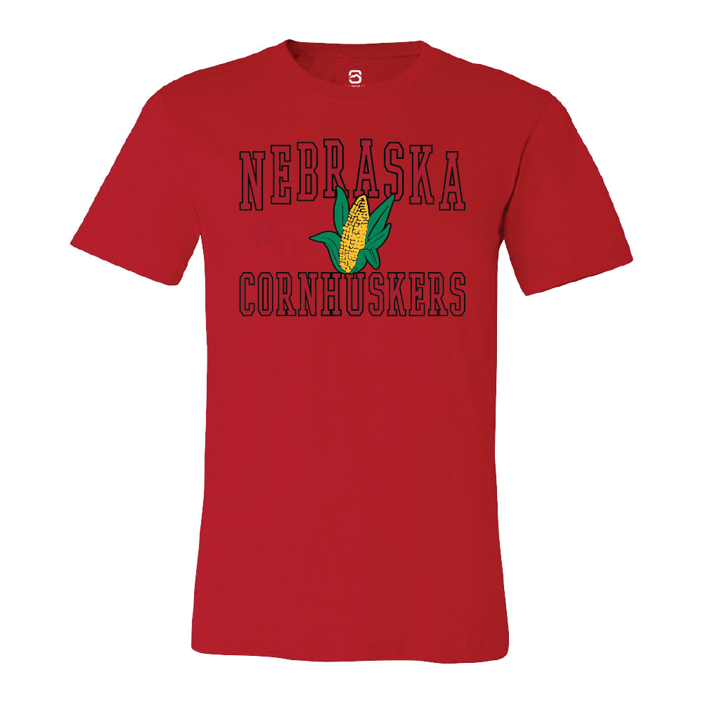 Nebraska Cornhuskers Outline Red Tee - Nebraska Cornhuskers
