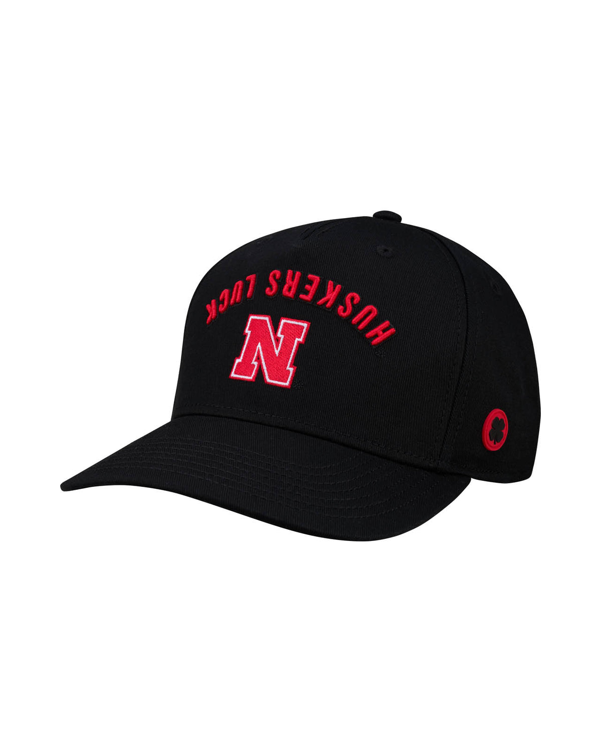 Black Clover Golf Nebraska Game Day Hat in Black, Pre-Curved Bill, Snapback - Nebraska Cornhuskers