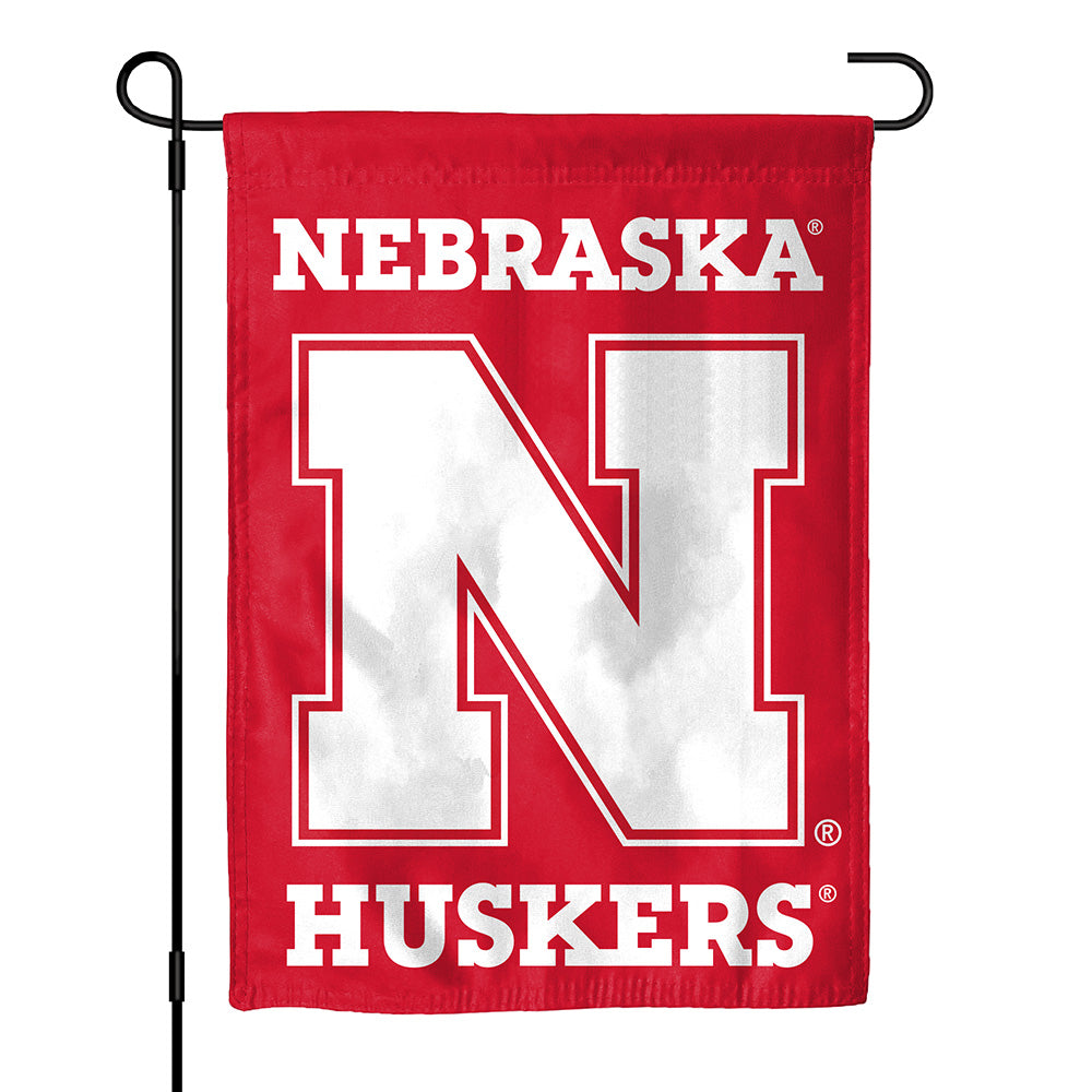 Nebraska Huskers N - Garden Flags Double Sided Silk Screened 13in x 18in Nebraska Cornhuskers