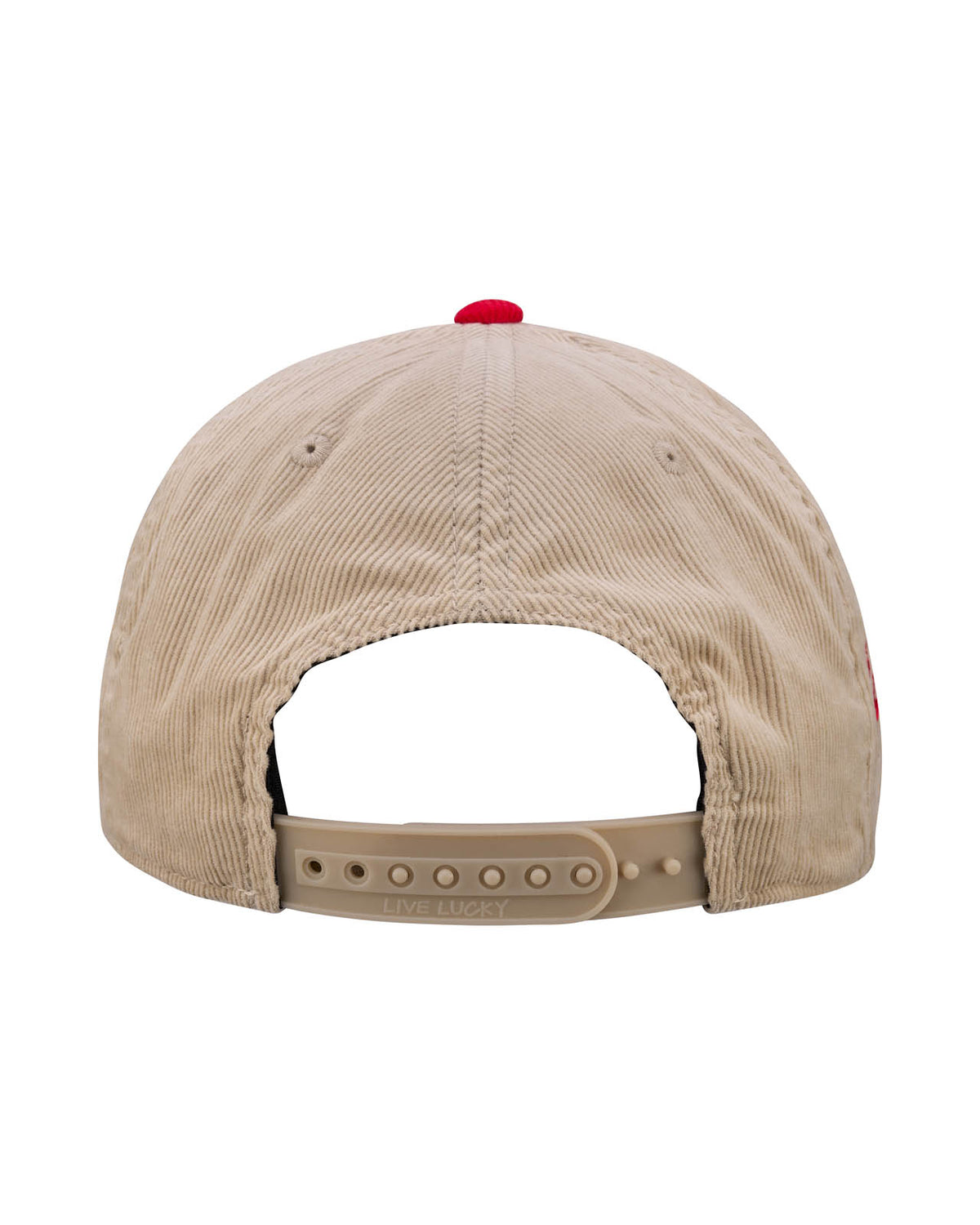 Black Clover Nebraska Legacy Rope Corduroy Hat in Tan and Red, Pre-Curved Bill, Snapback - Nebraska Cornhuskers