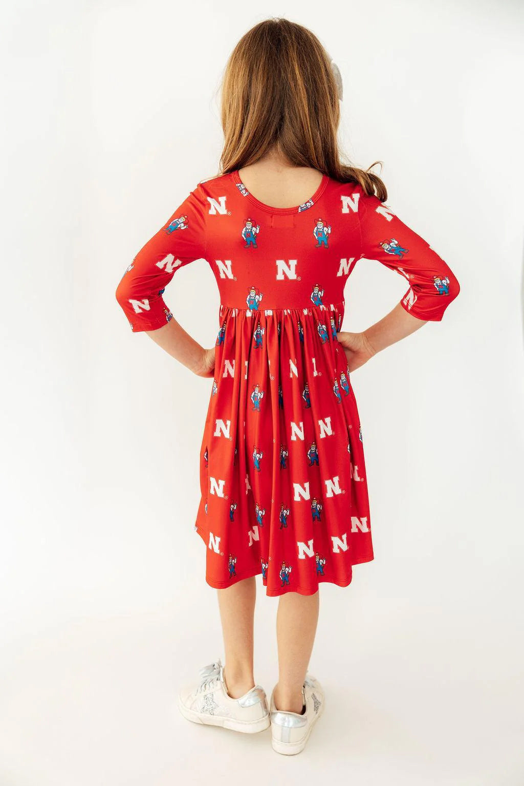 Nebraska Red Herbie Husker 3/4 Sleeve Pocket Twirl Dress, Toddler - Nebraska Cornhuskers