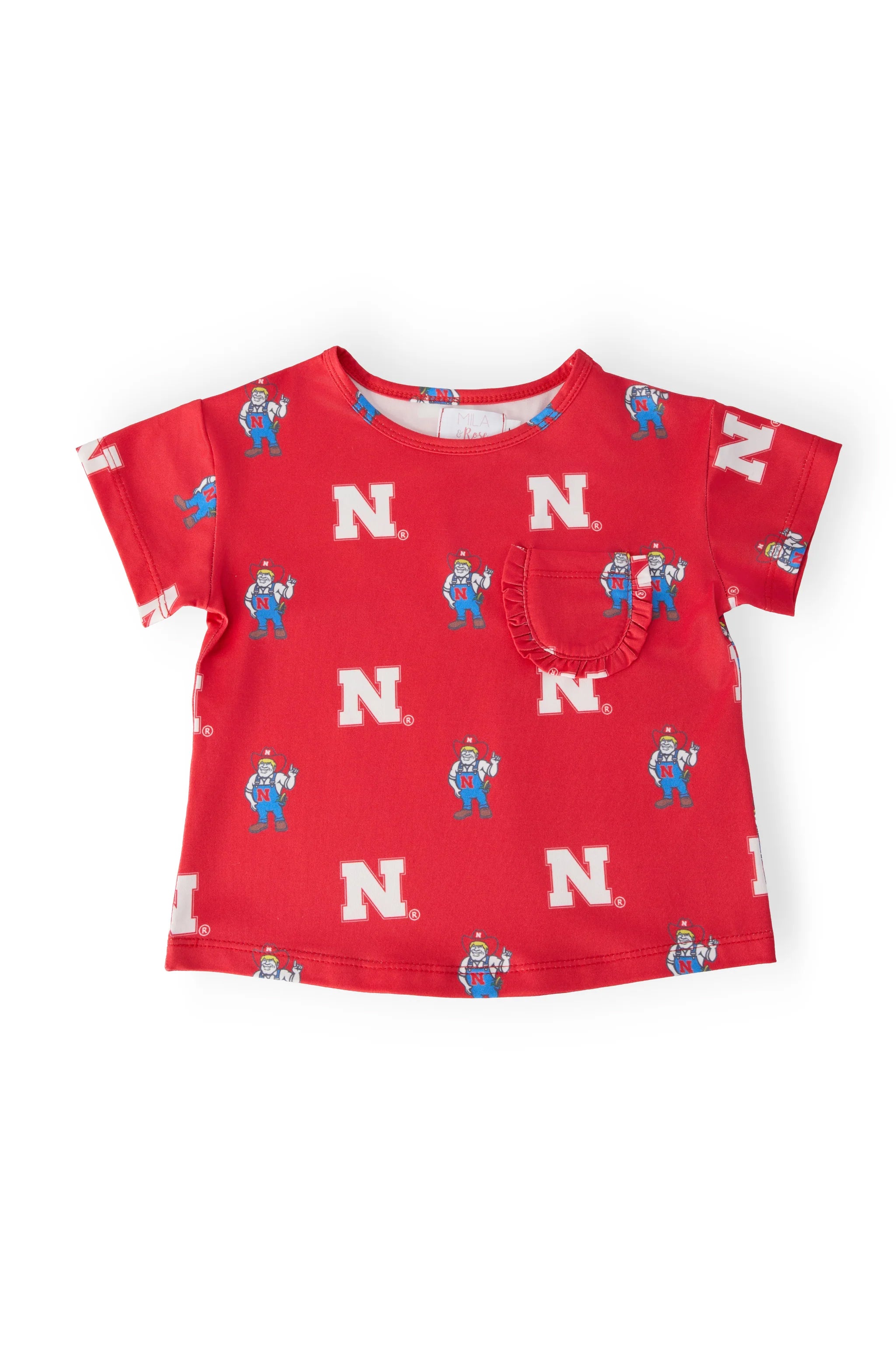 Nebraska Red Herbie Husker Ruffle Pocket Tee, Toddler - Nebraska Cornhuskers
