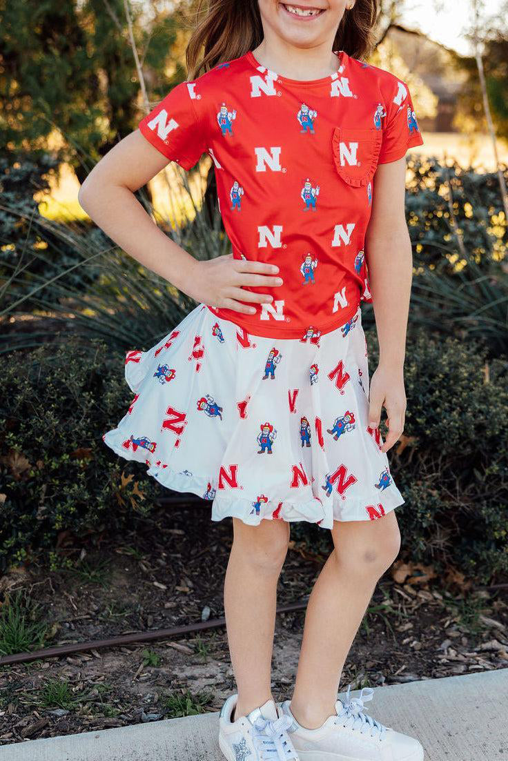 Nebraska Red Herbie Husker Ruffle Pocket Tee, Toddler - Nebraska Cornhuskers