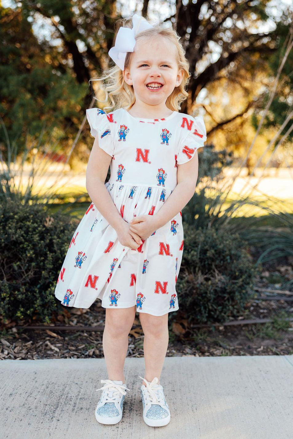Nebraska White Herbie Husker Flutter Twirl Dress, Toddler - Nebraska Cornhuskers