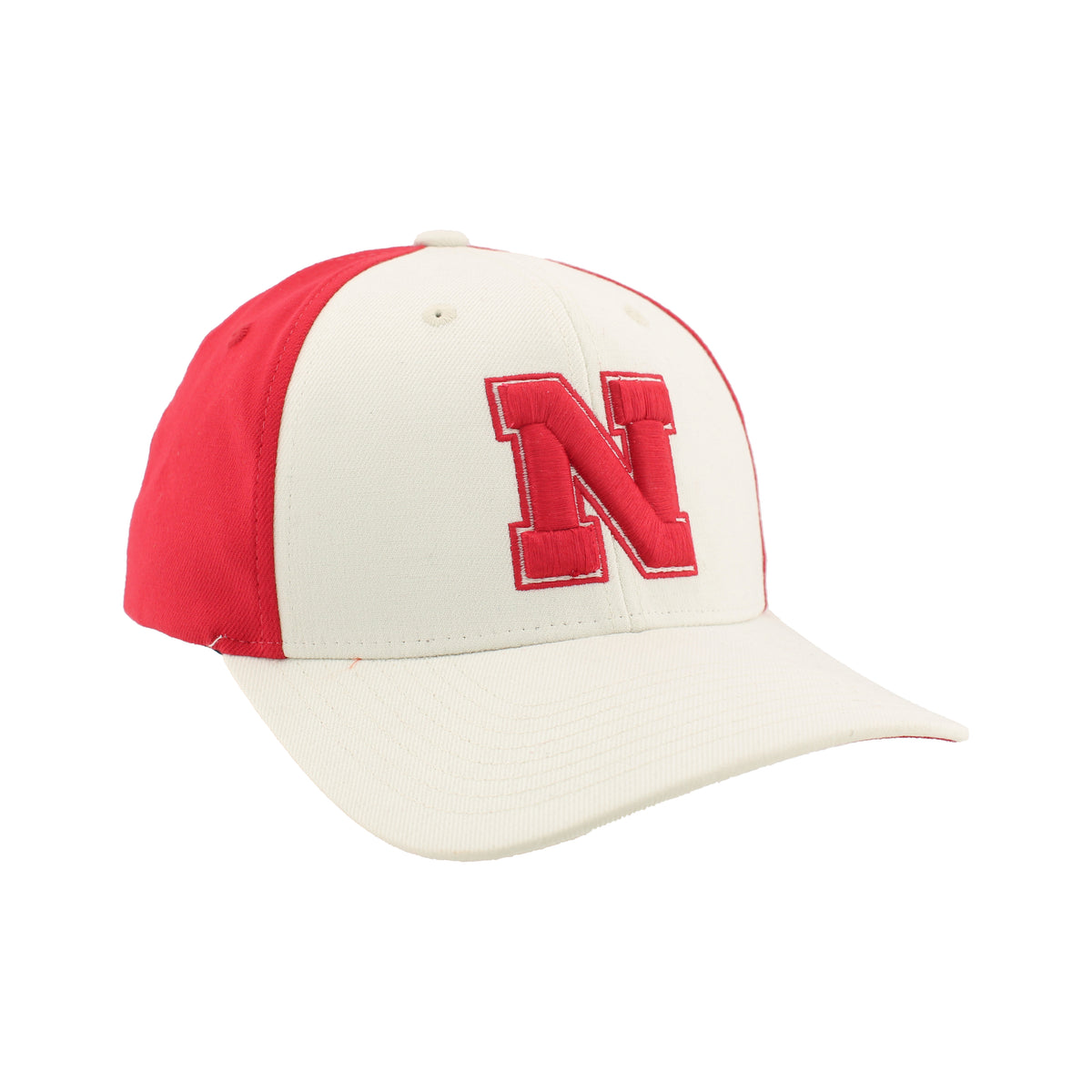 Nebraska ZH Hat in Ivory and Red, Curved Bill, Stretch-Fit - Nebraska Cornhuskers