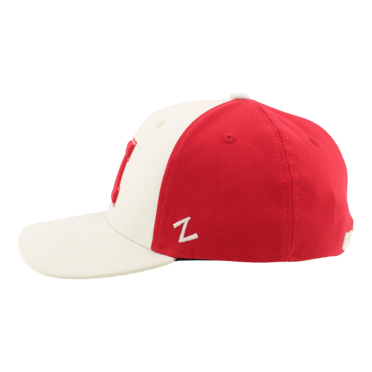 Nebraska ZH Hat in Ivory and Red, Curved Bill, Stretch-Fit - Nebraska Cornhuskers