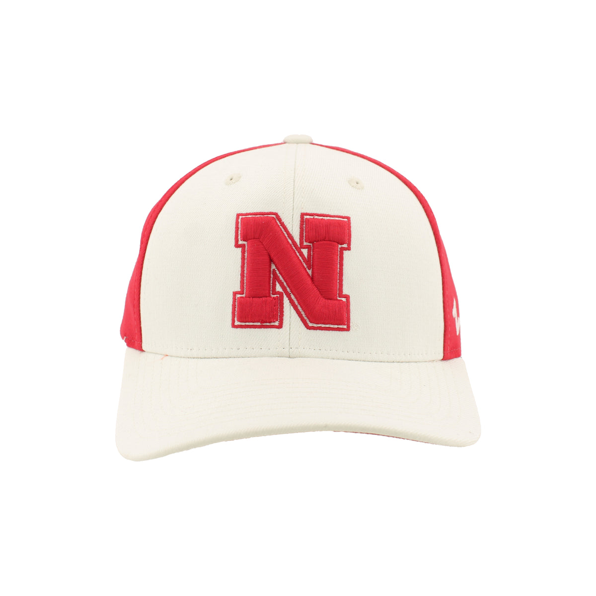 Nebraska ZH Hat in Ivory and Red, Curved Bill, Stretch-Fit - Nebraska Cornhuskers