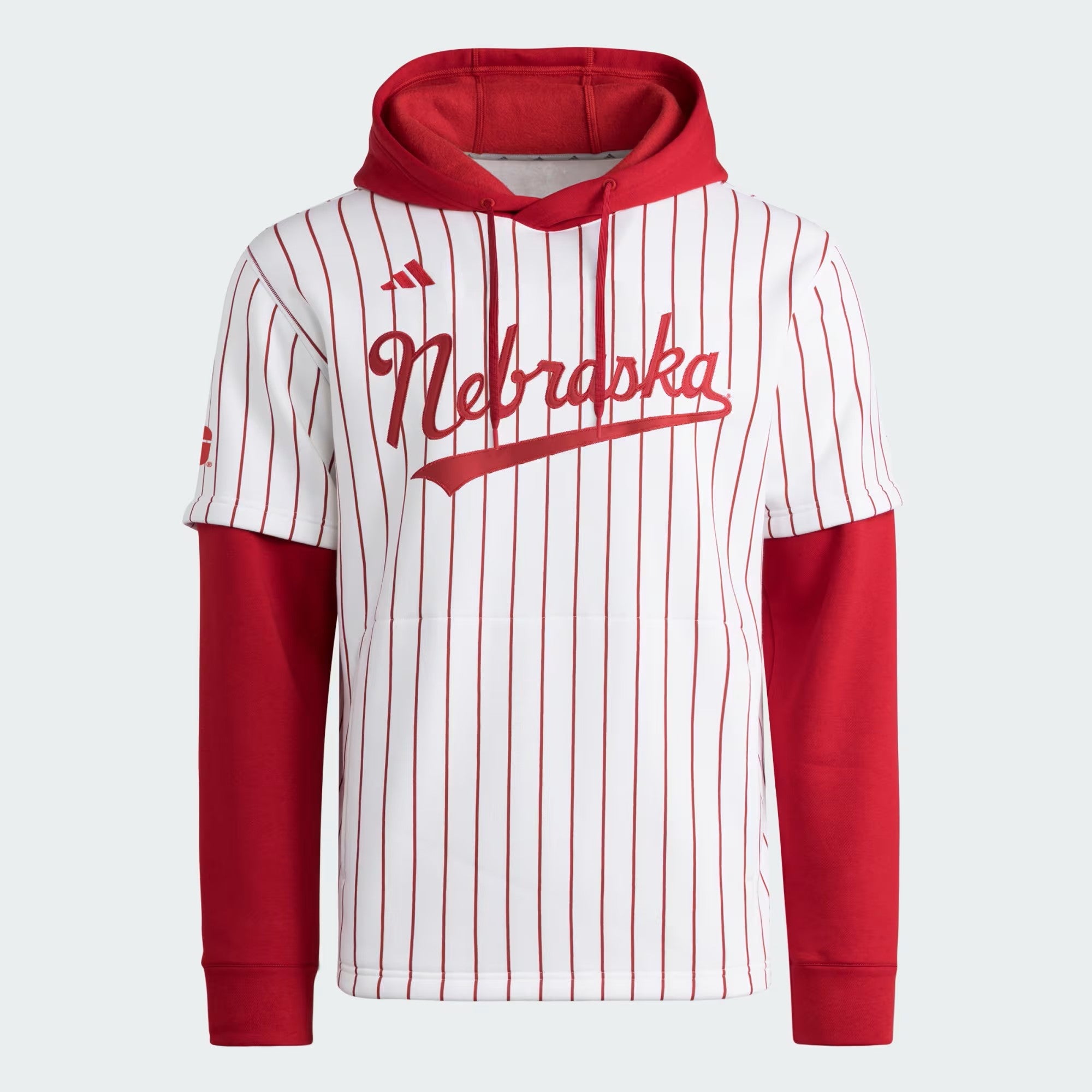 Adidas Adult Nebraska Hooded Pinstripe Jersey Hoodie - Nebraska Cornhuskers