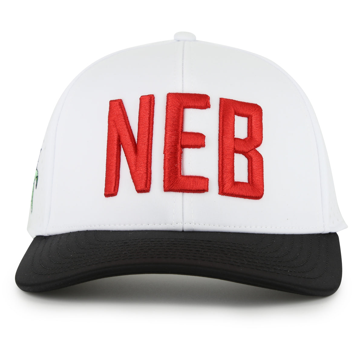 NeoCool Perforated 5-Panel NEB Corn White Hat, Curved Bill, Snapback - Nebraska Cornhuskers