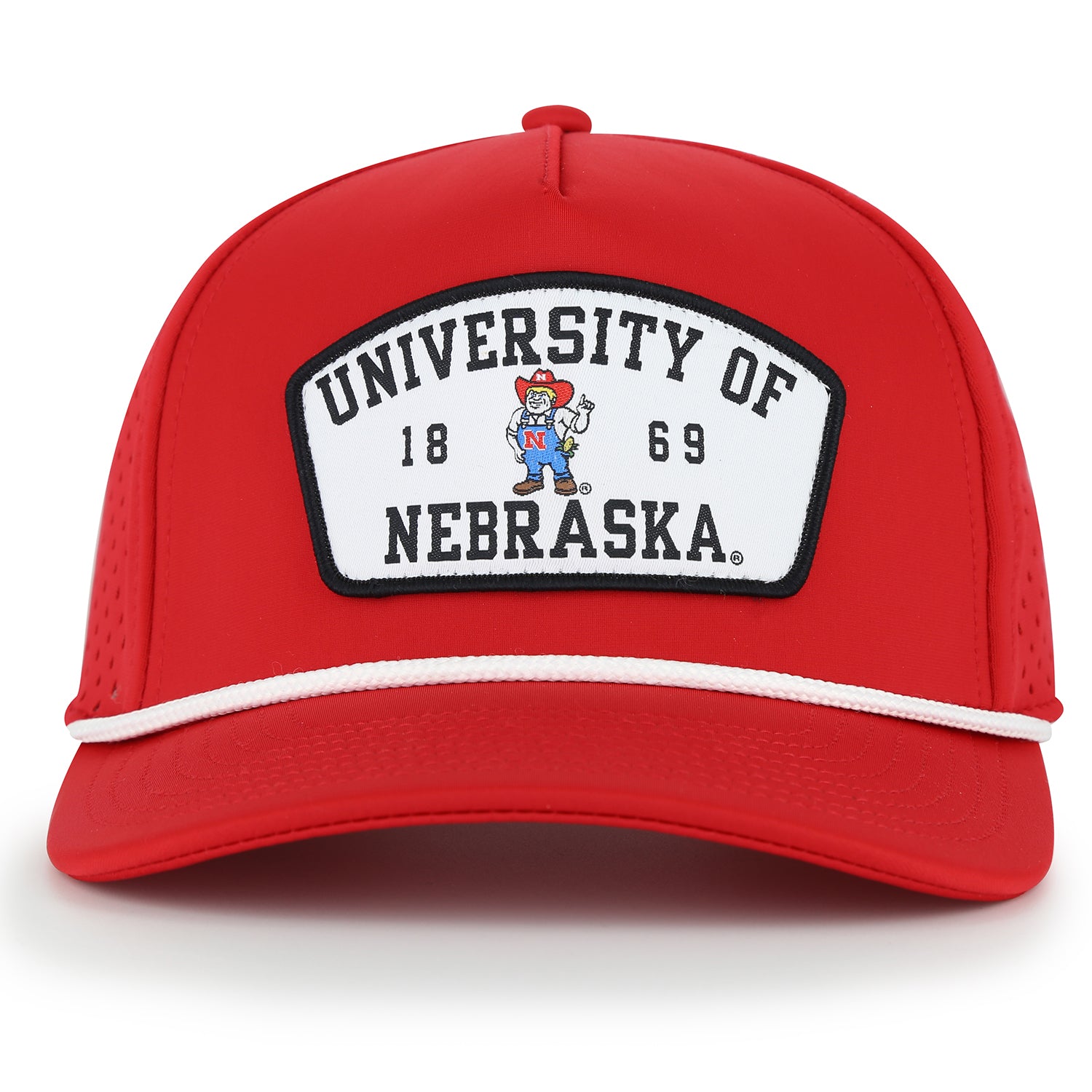NeoCool Perforated 5-Panel Red Rope Hat, Curved Bill, Snapback - Nebraska Cornhuskers