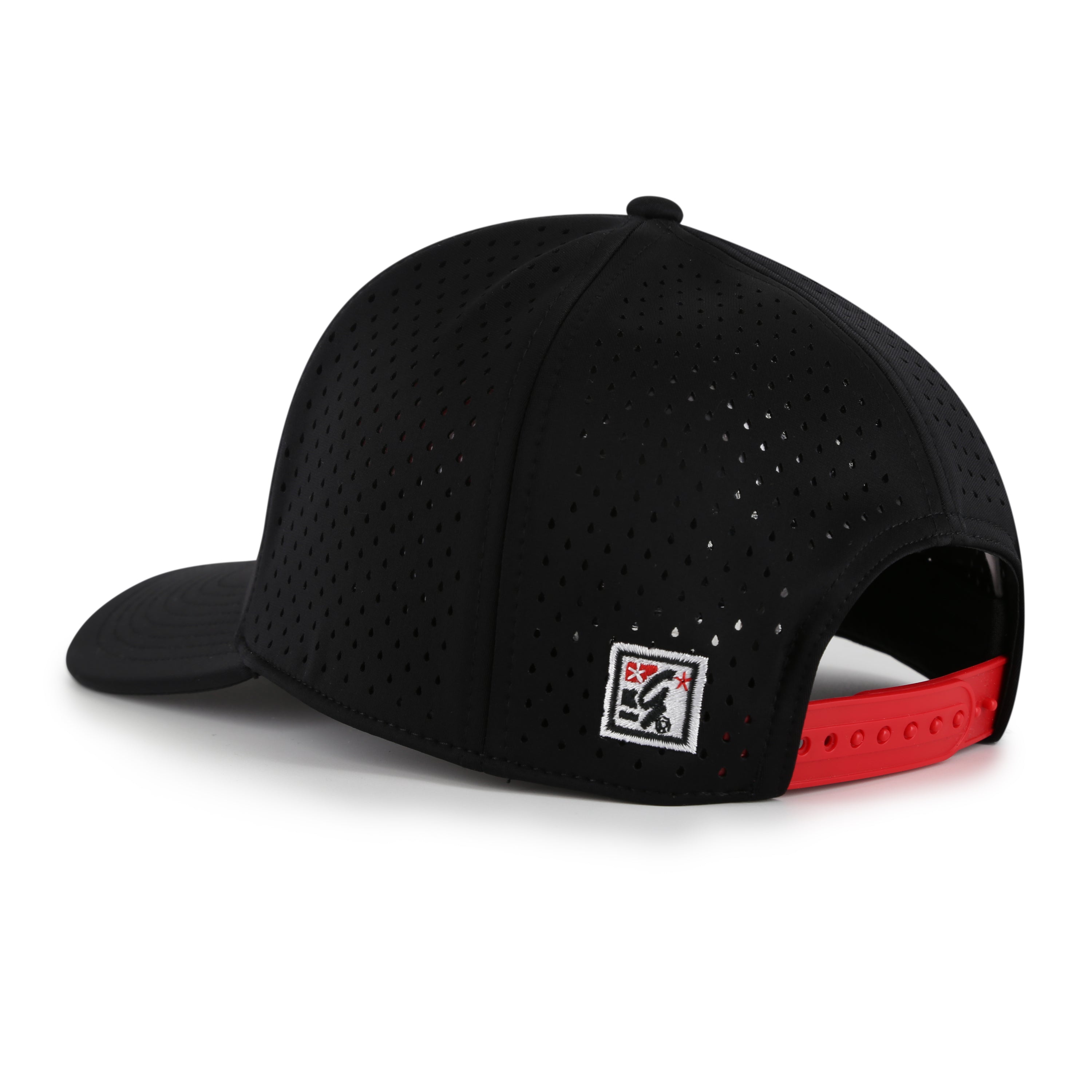 NeoCool Perforated 6-Panel Black Hat, Curved Bill, Snapback - Nebraska Cornhuskers