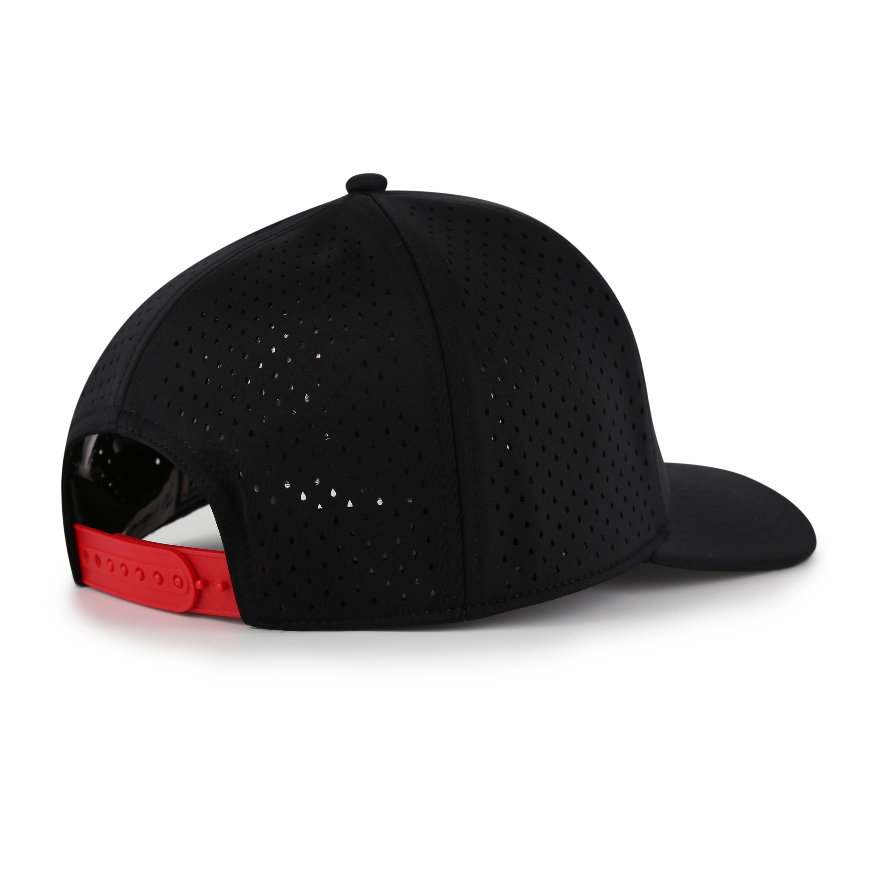 NeoCool Perforated 6-Panel Black Hat, Curved Bill, Snapback - Nebraska Cornhuskers