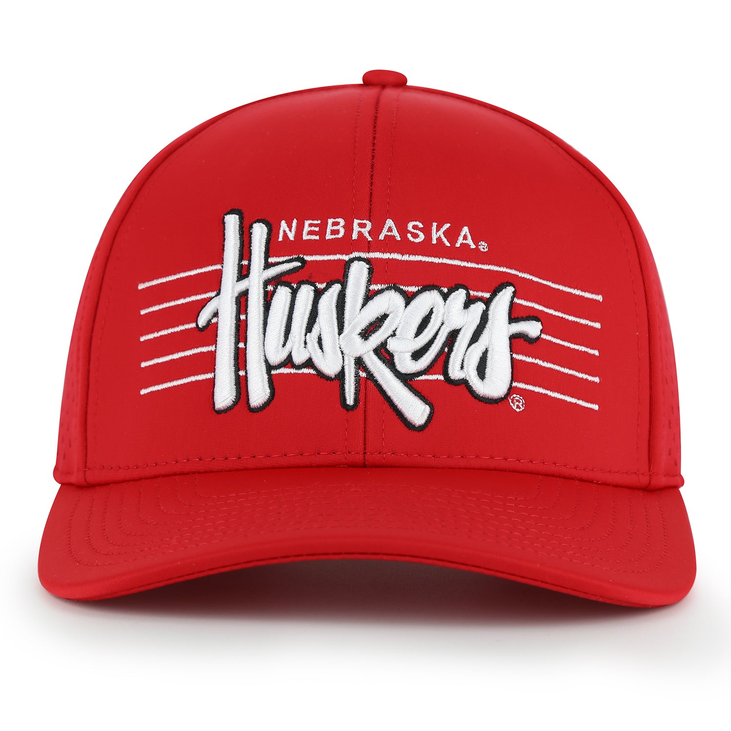 NeoCool Perforated 6-Panel Red Hat, Curved Bill, Snapback - Nebraska Cornhuskers