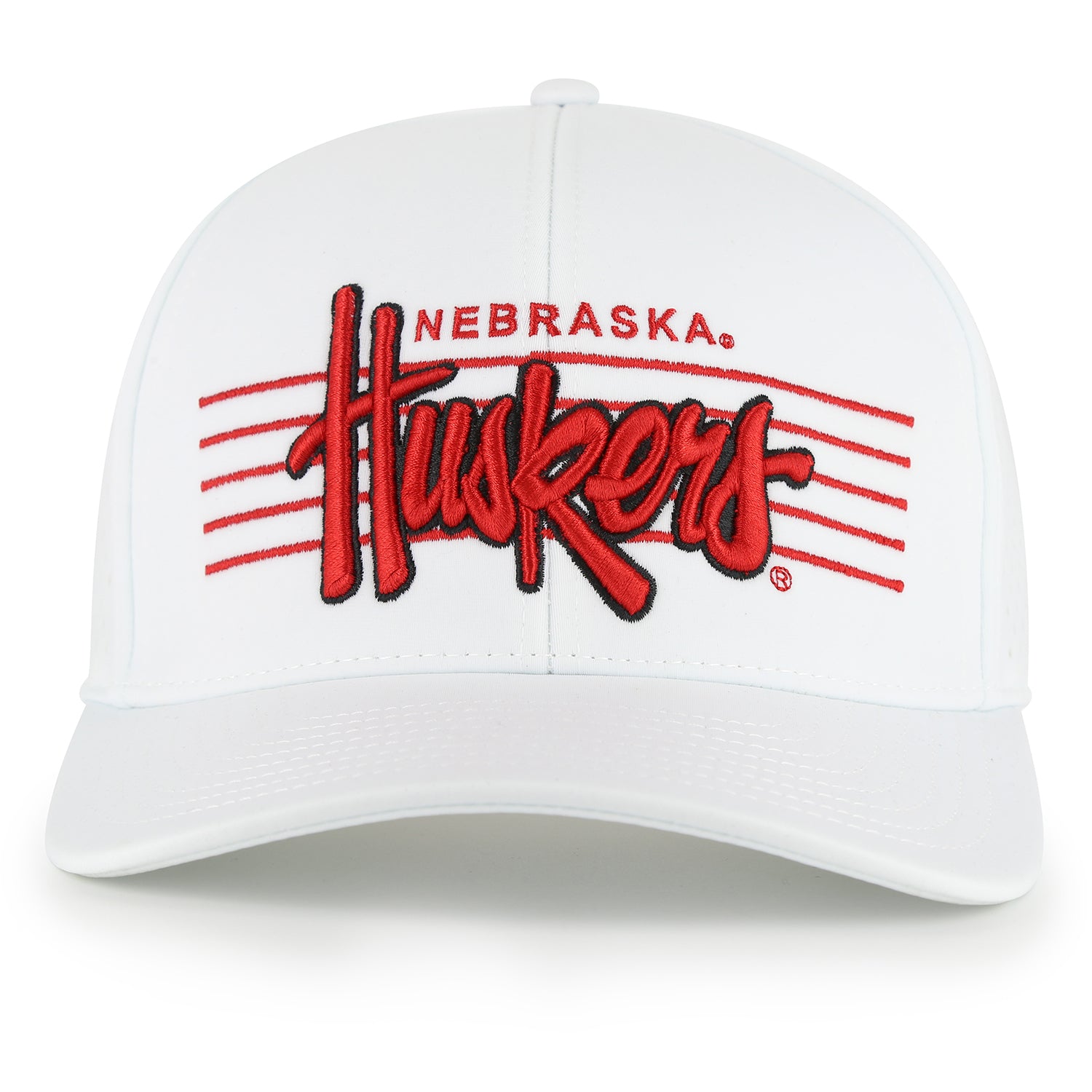 NeoCool Perforated 6-Panel White Hat, Curved Bill, Snapback - Nebraska Cornhuskers