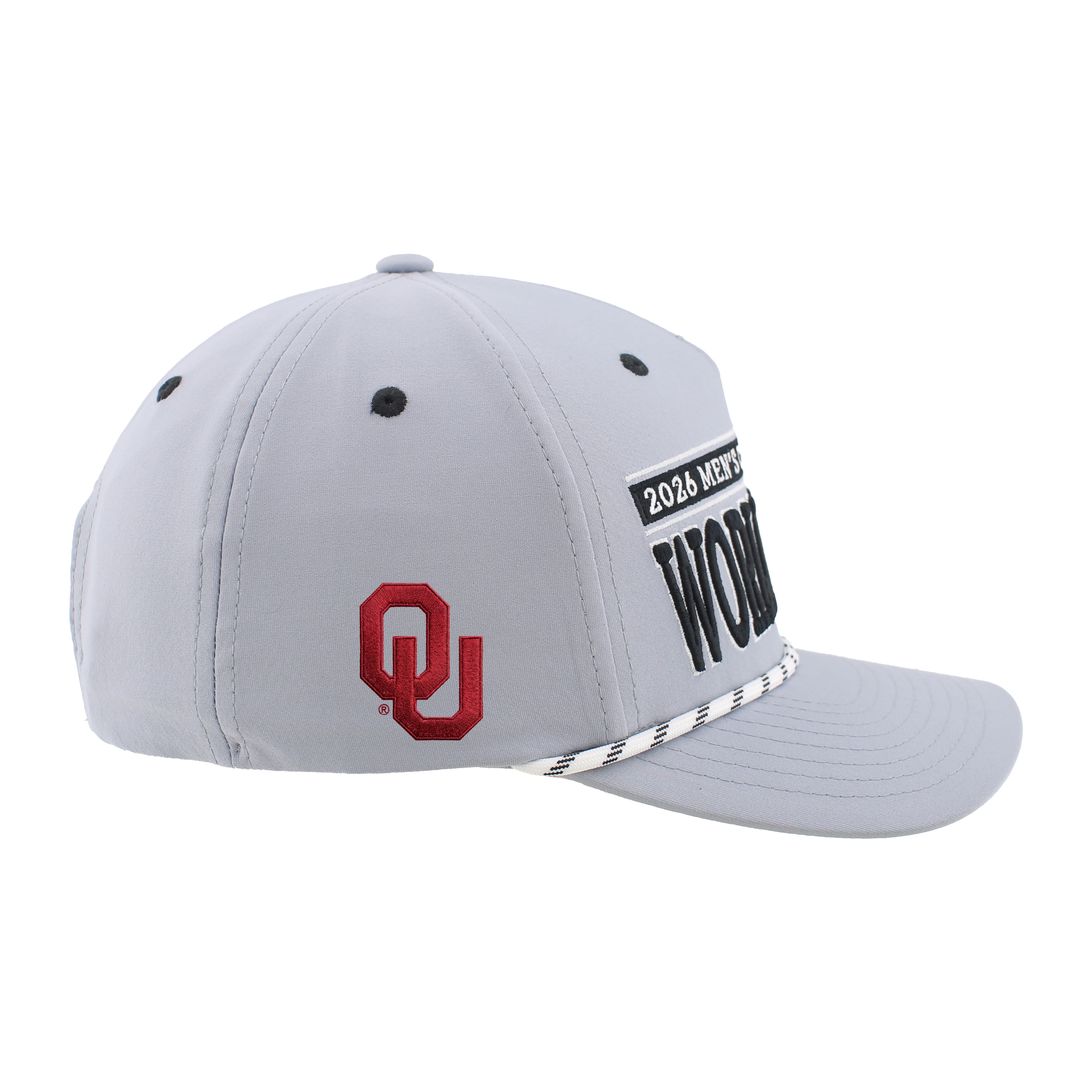 Oklahoma 2026 CWS Grey Rope Hat, Curved Bill, Snapback - Nebraska Cornhuskers