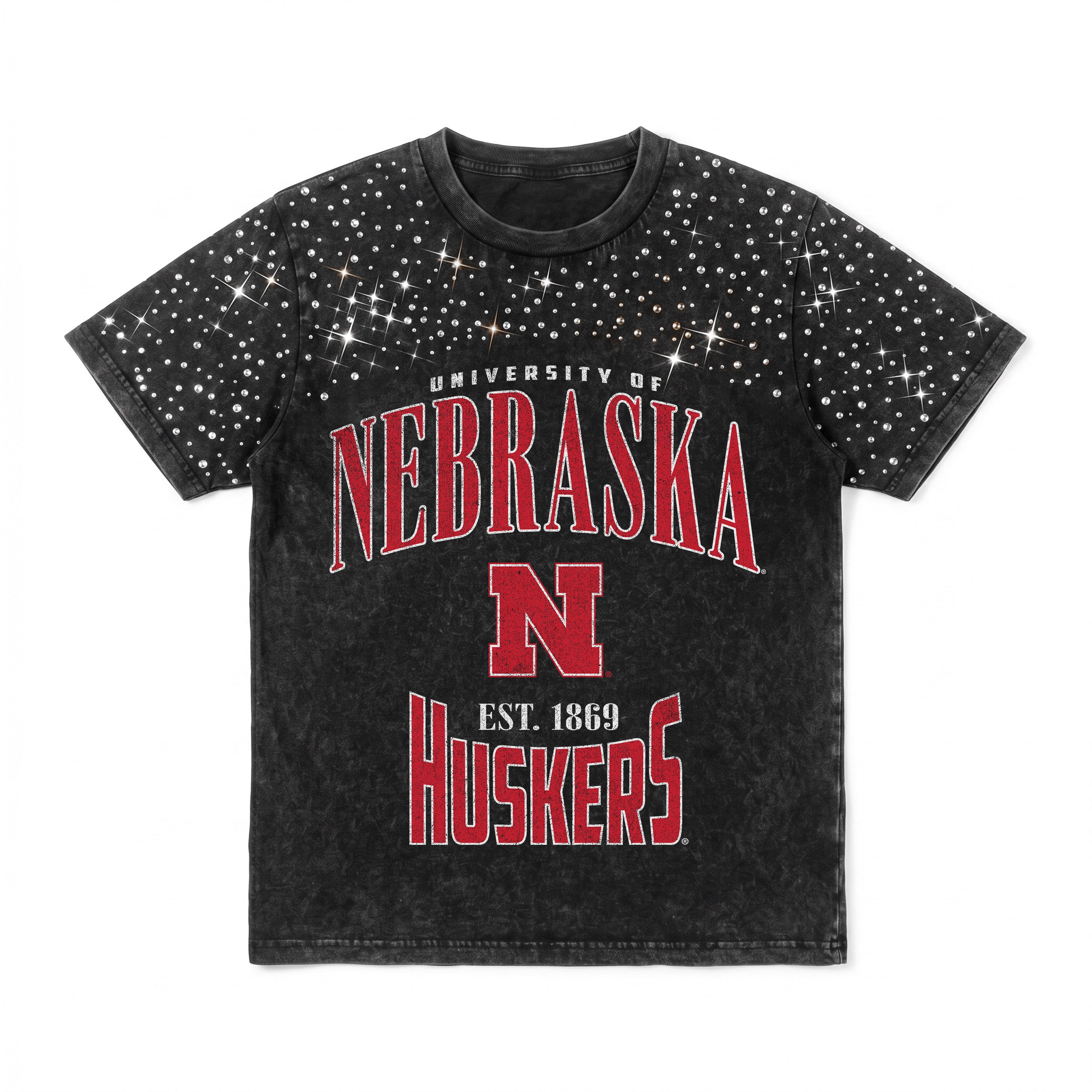 Rhinestone Grey Tee Gameday Couture - Nebraska Cornhuskers