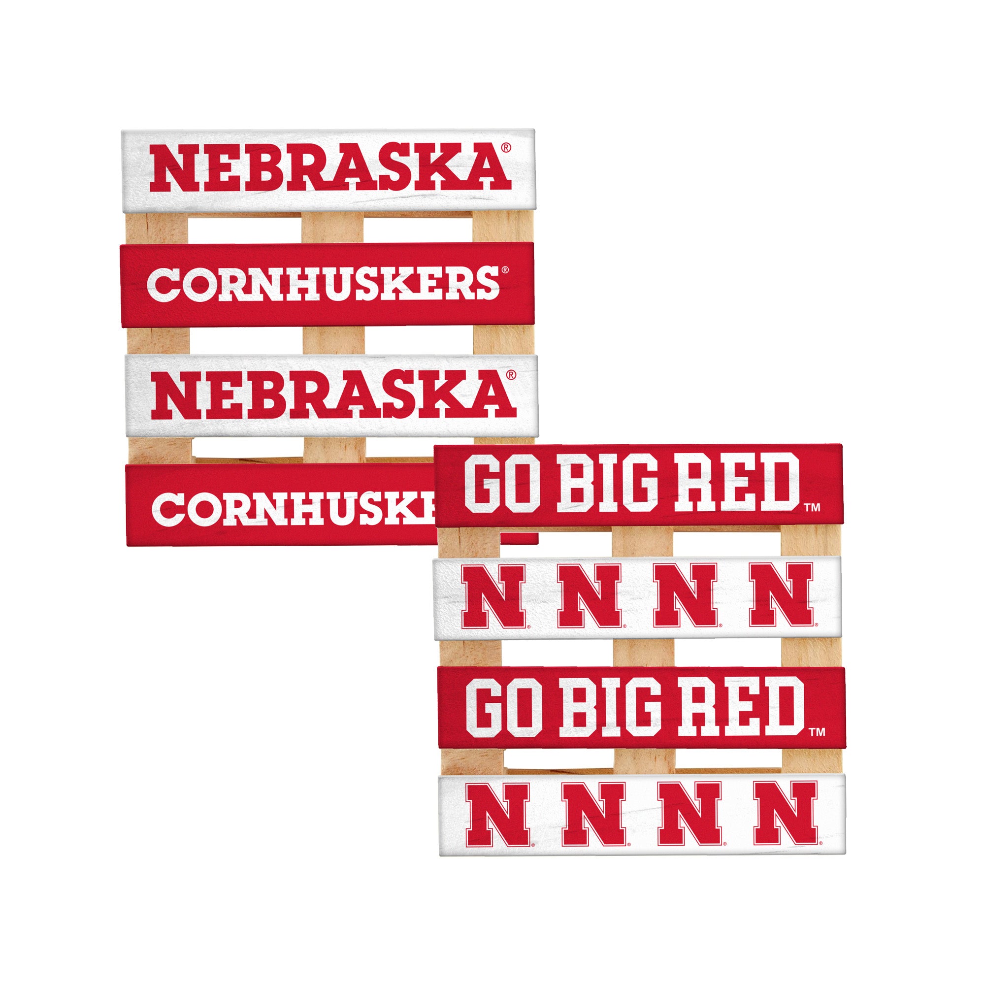 Pallet Coasters - 4-Pack - Nebraska Cornhuskers