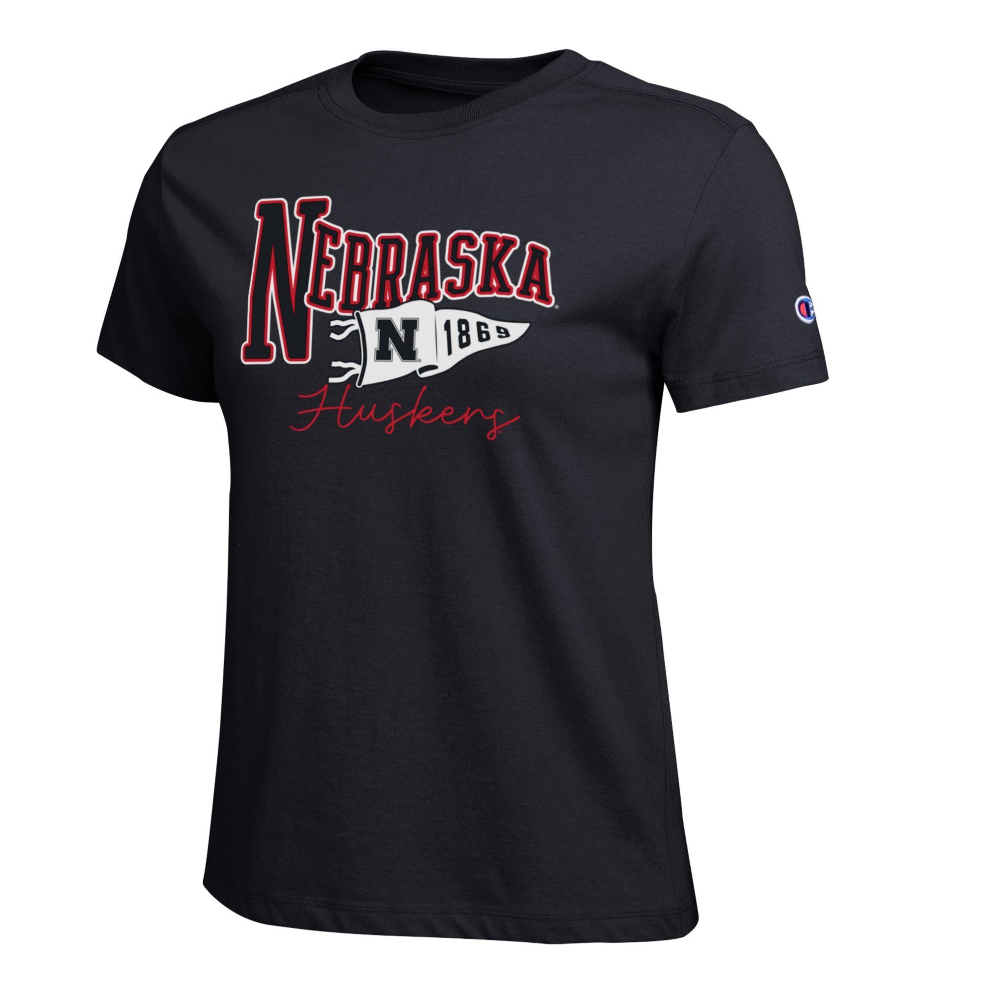 Pennant Pride Huskers Tee in Black - Nebraska Cornhuskers