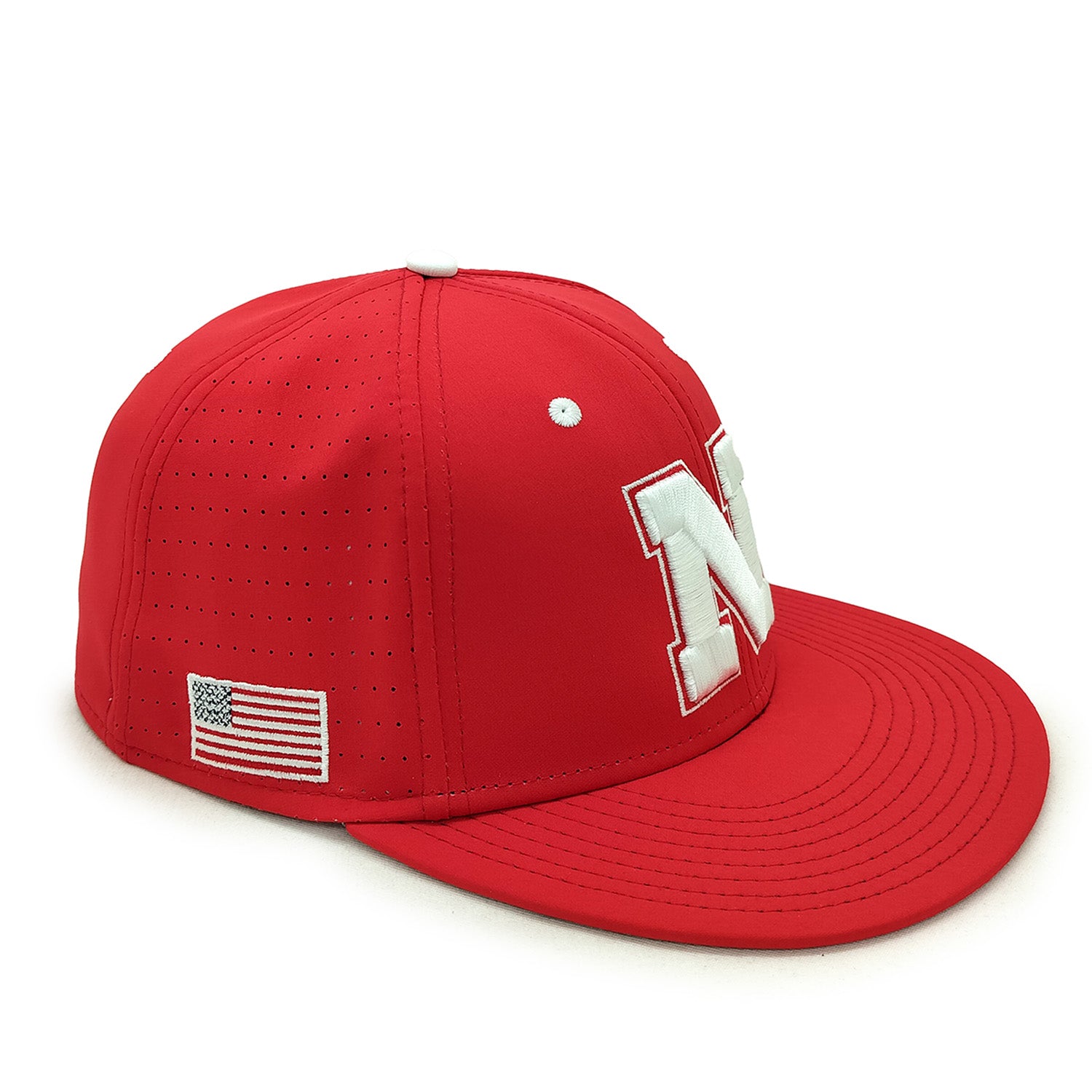 Perforated Gamechanger in American Red Fitted Hat, Flat Bill, Fitted - Nebraska Cornhuskers