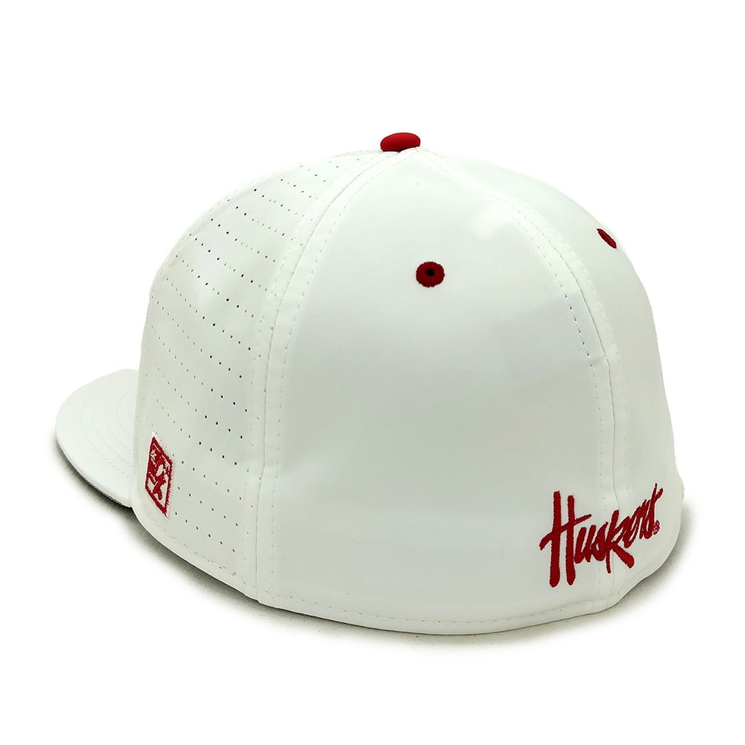 Perforated Gamechanger in American White Fitted Hat, Flat Bill, Fitted - Nebraska Cornhuskers