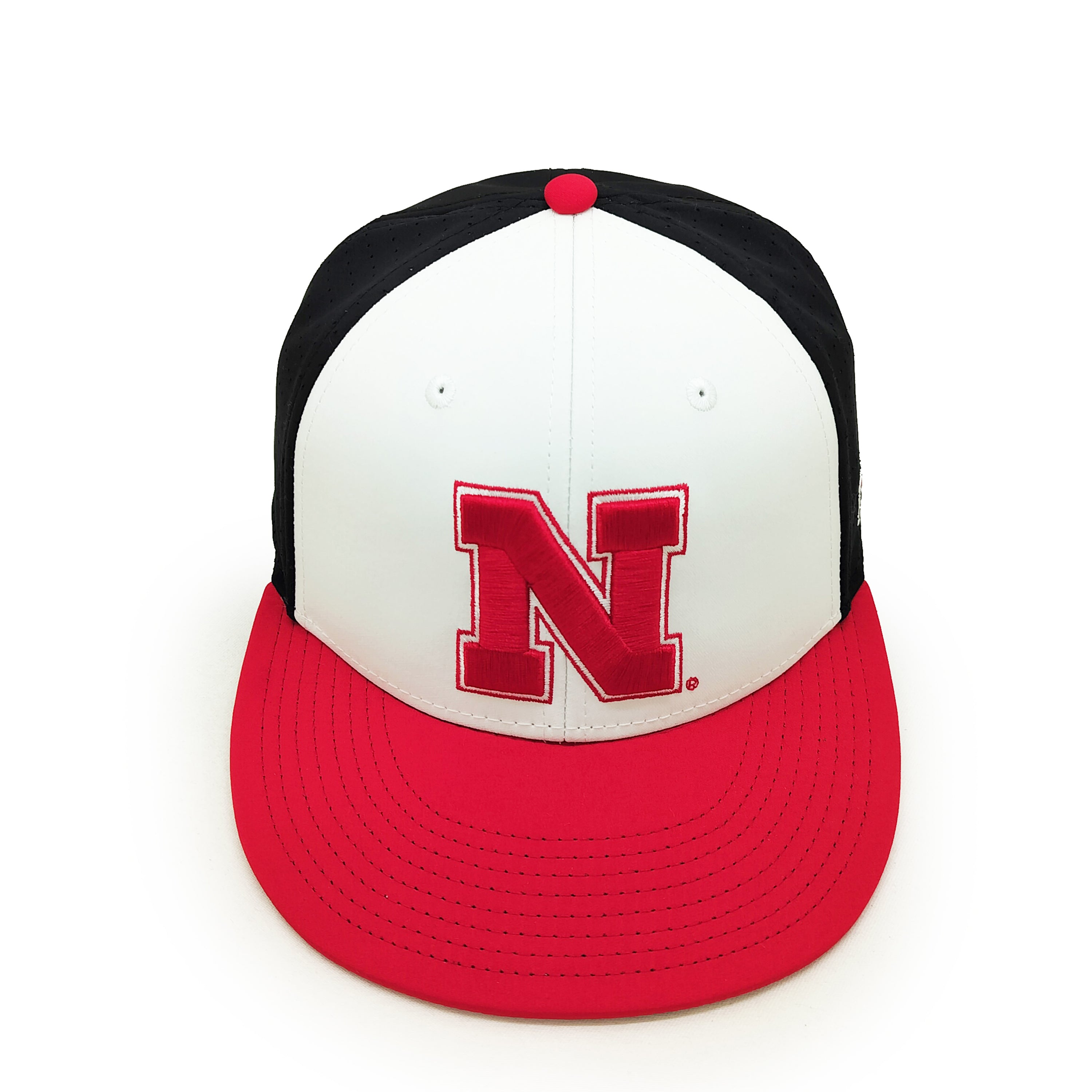 Perforated Gamechanger in Tri Color Fitted Hat, Flat Bill, Fitted - Nebraska Cornhuskers