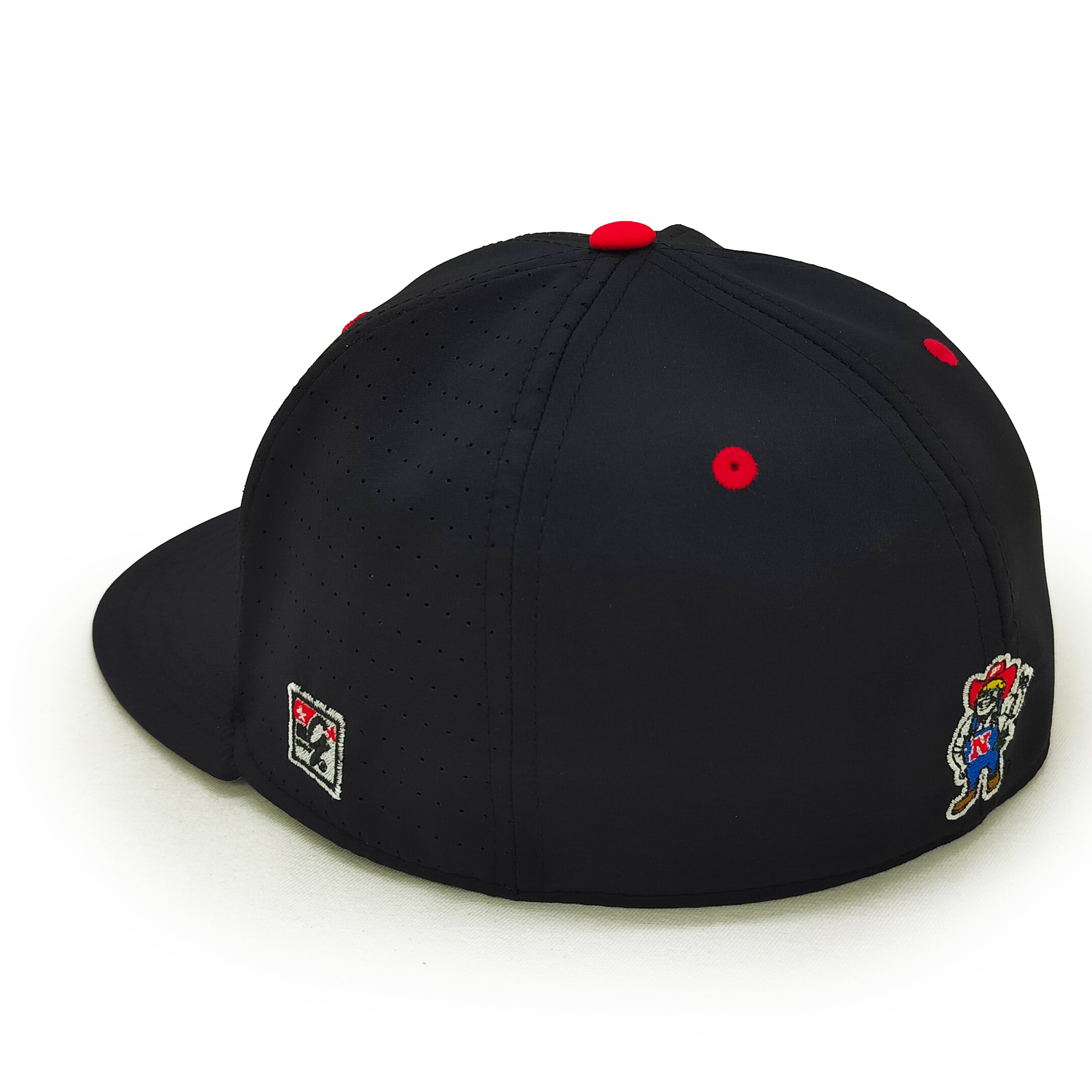 Perforated Gamechanger with Herbie in Black Stretch-Fit Hat, Flat Bill, Fitted - Nebraska Cornhuskers