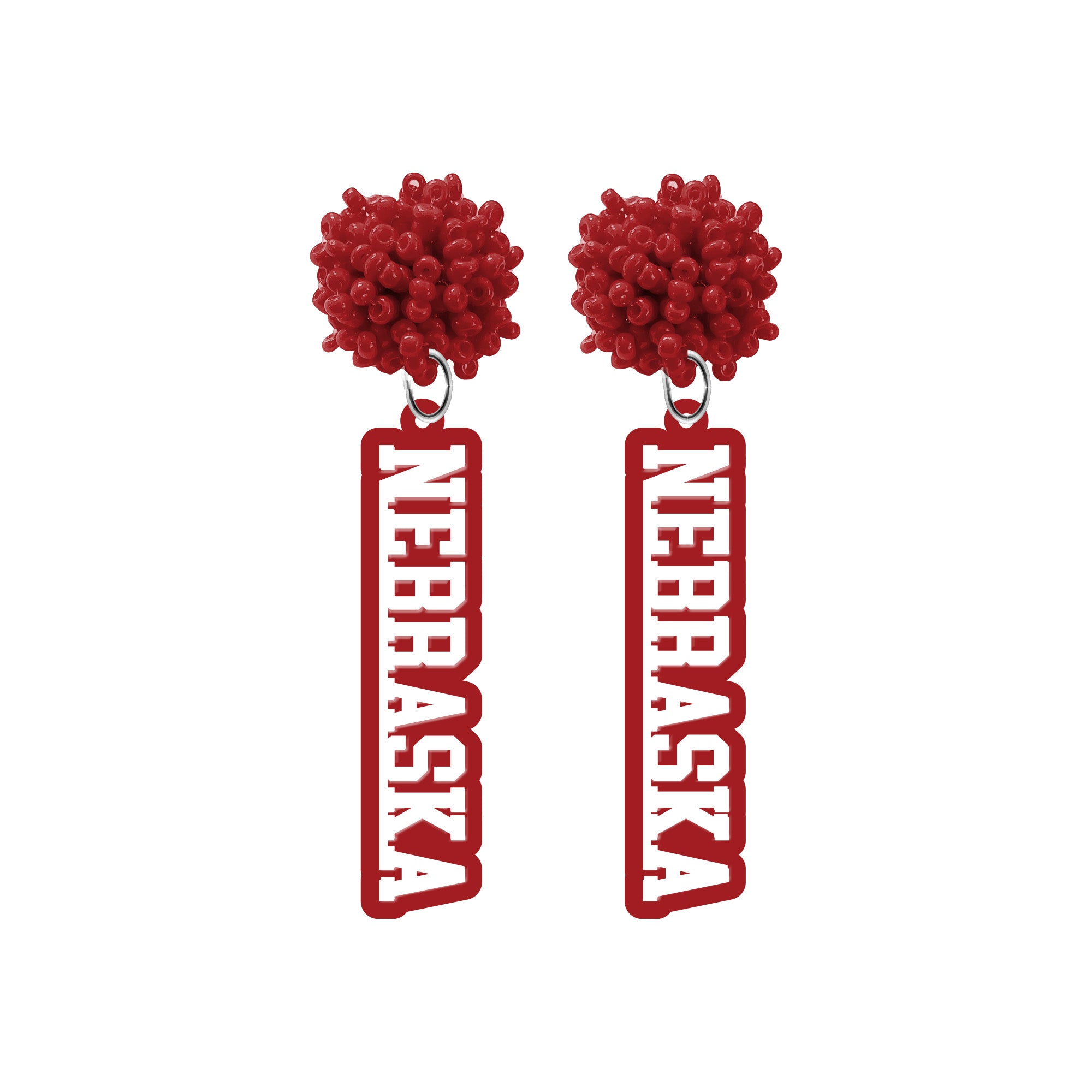 Pom Pom Nebraska Earrings - Nebraska Cornhuskers
