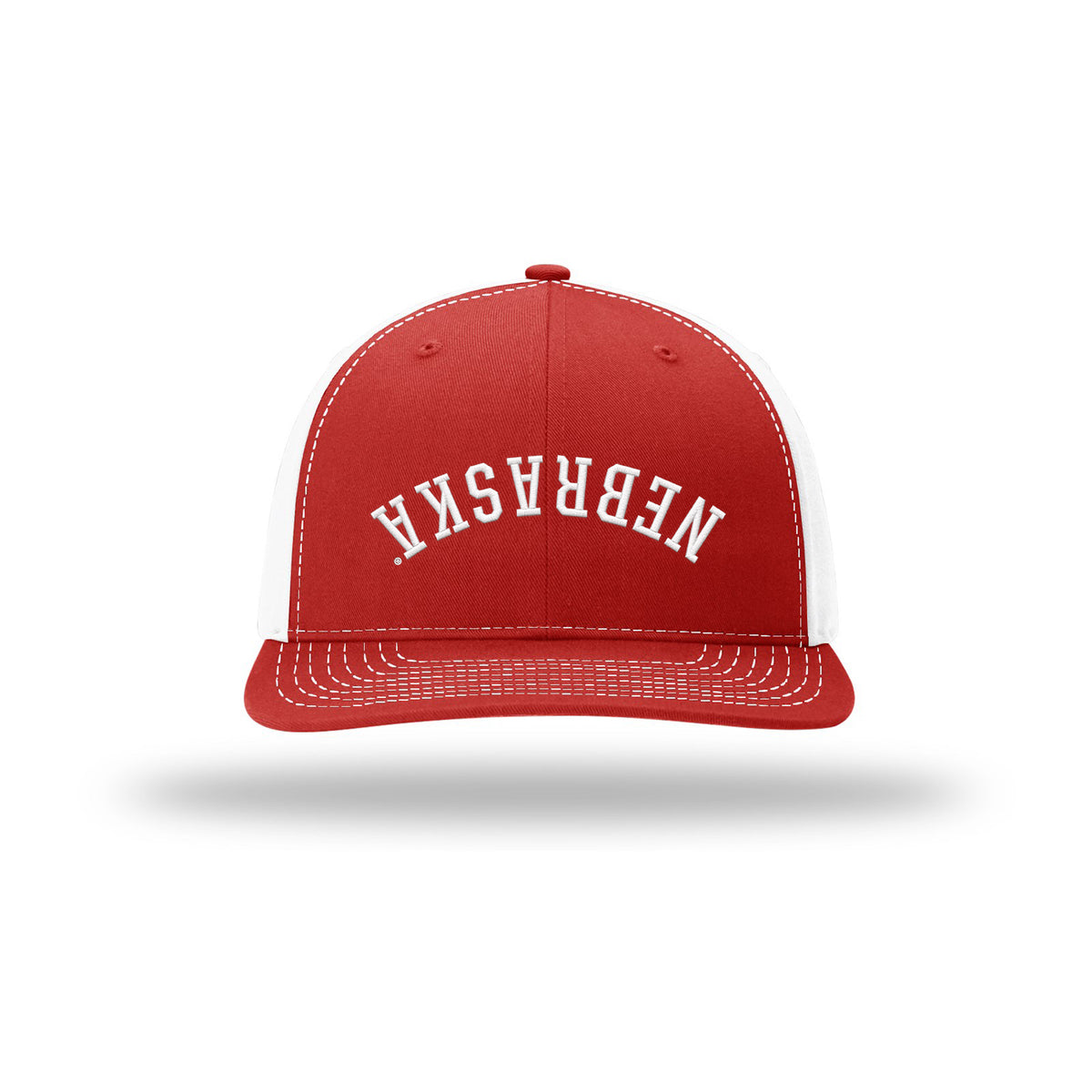 Upside Down Nebraska Red Hat, Curved Bill, Snapback - Nebraska Cornhuskers