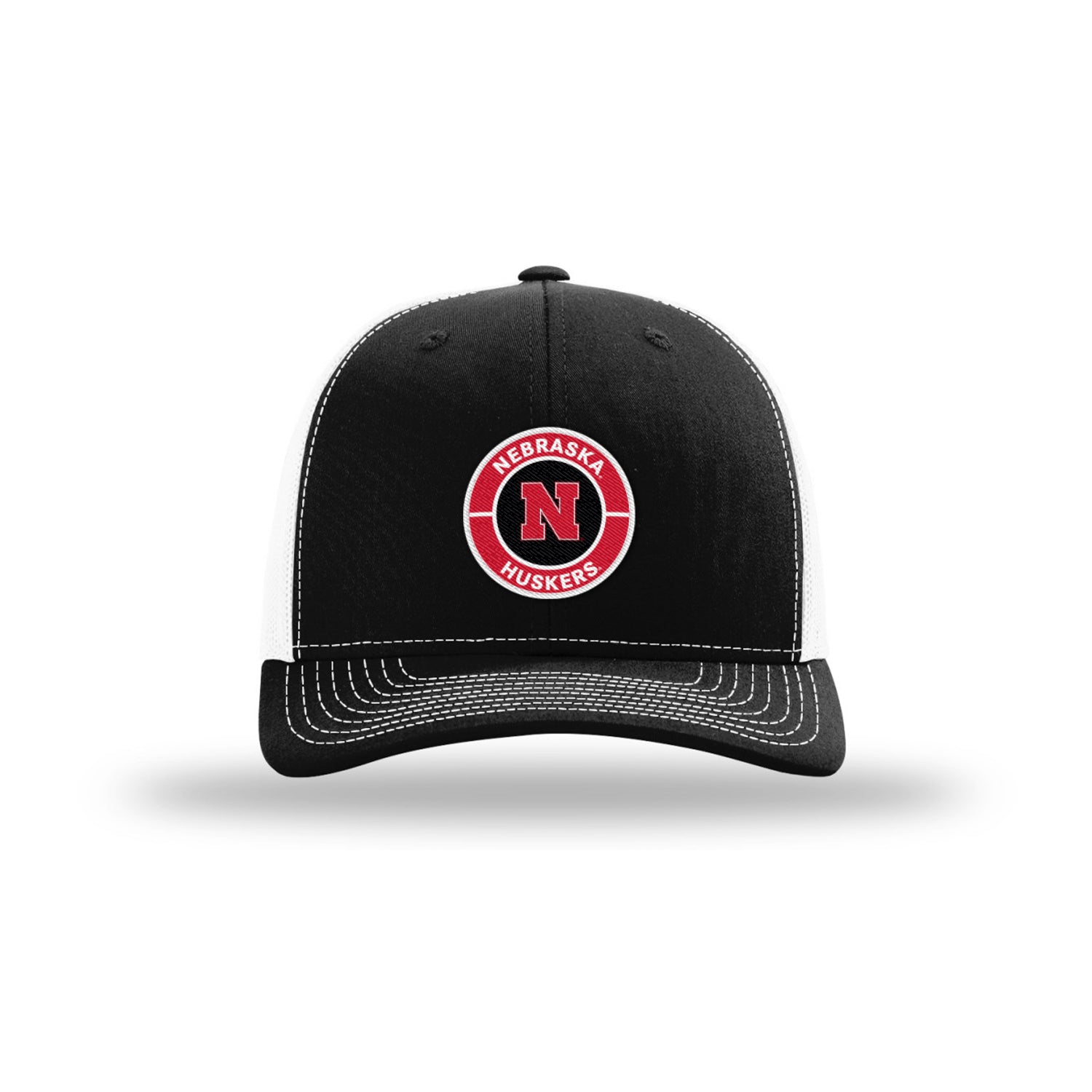 Recycled Trucker Clubhouse 112RE Black and White Circle Nebraska Huskers Hat, Snapback, Curved Bill - Nebraska Cornhuskers