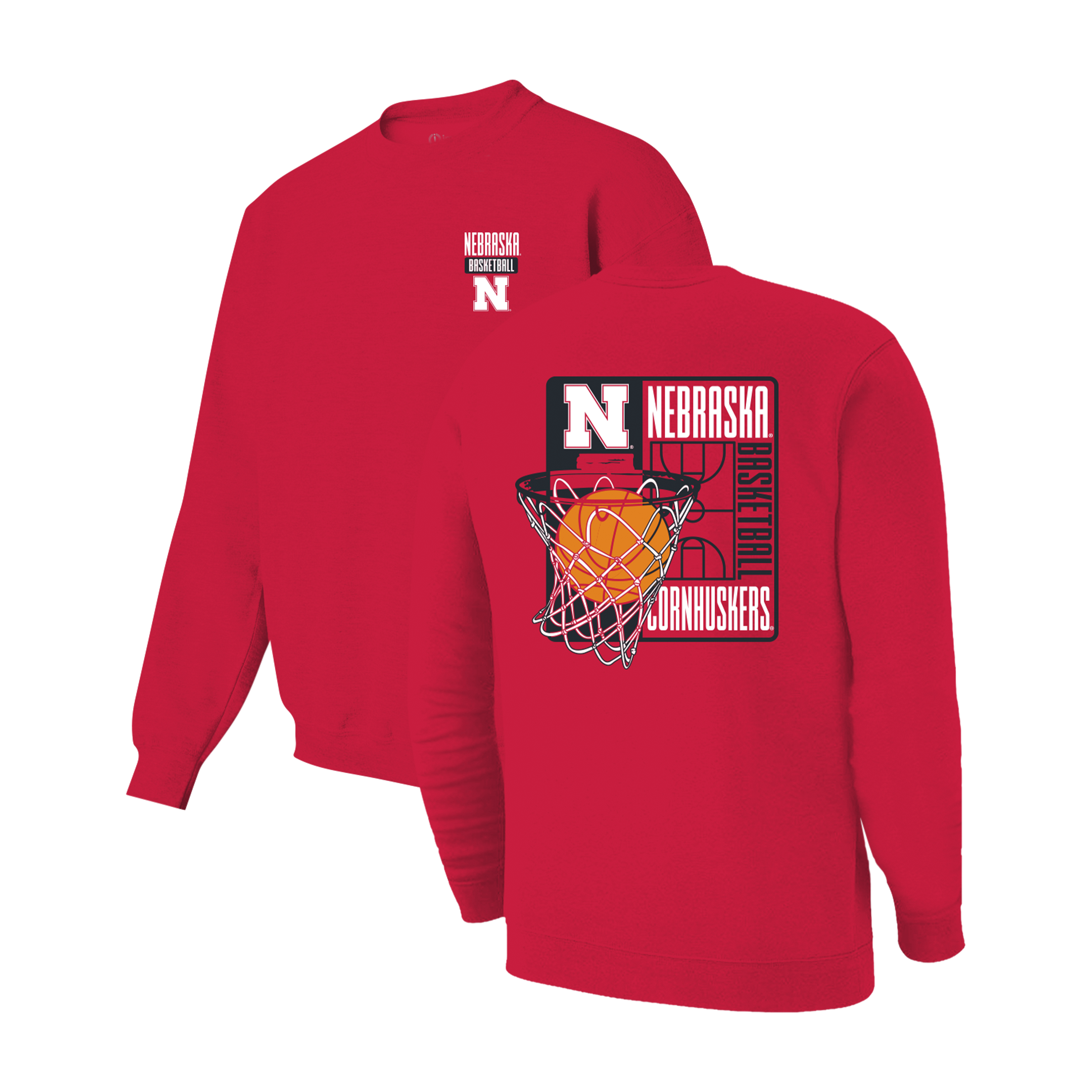 Red Basketball Court Long Sleeve Tee - Nebraska Cornhuskers
