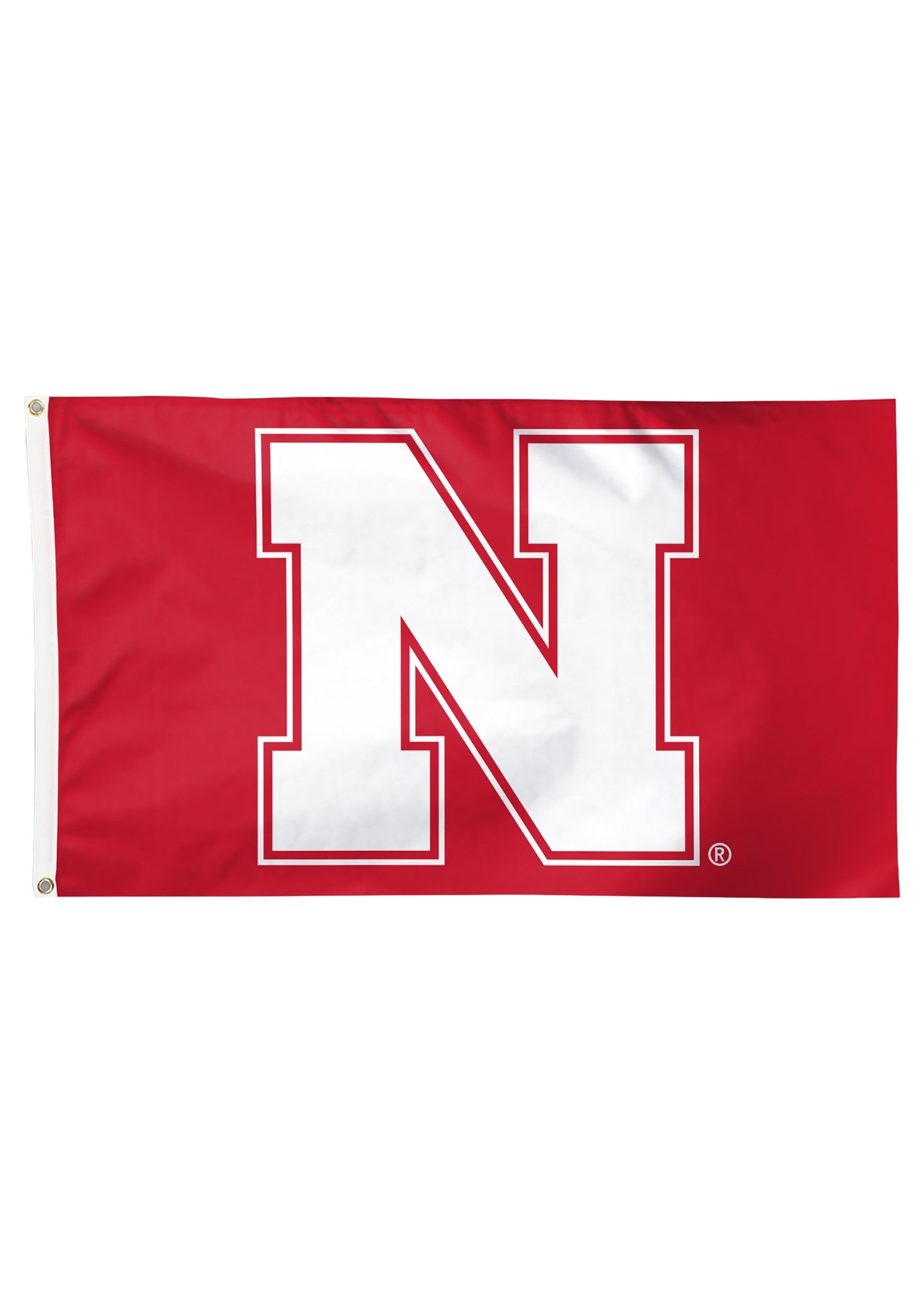 Red Block N - Deluxe Flag Single Sided Silk Screened 3ft x 5ft Nebraska Cornhuskers
