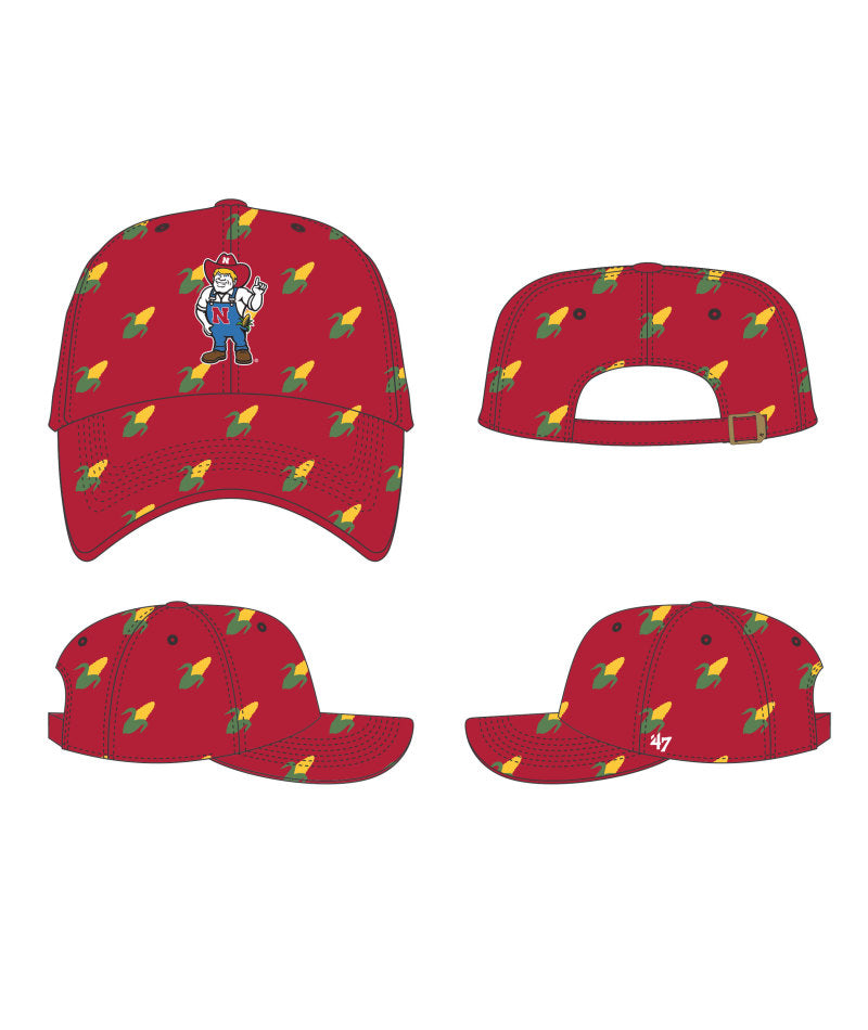 Women's Red Corn Confetti '47 Clean Up Hat, Curved Bill, Strapback - Nebraska Cornhuskers