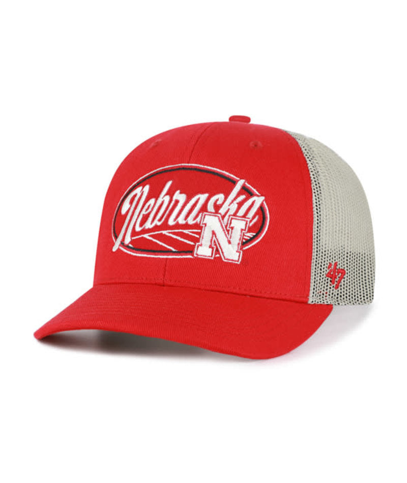Red Enfield '47 Trucker Hat, Curved Bill, Snapback - Nebraska Cornhuskers