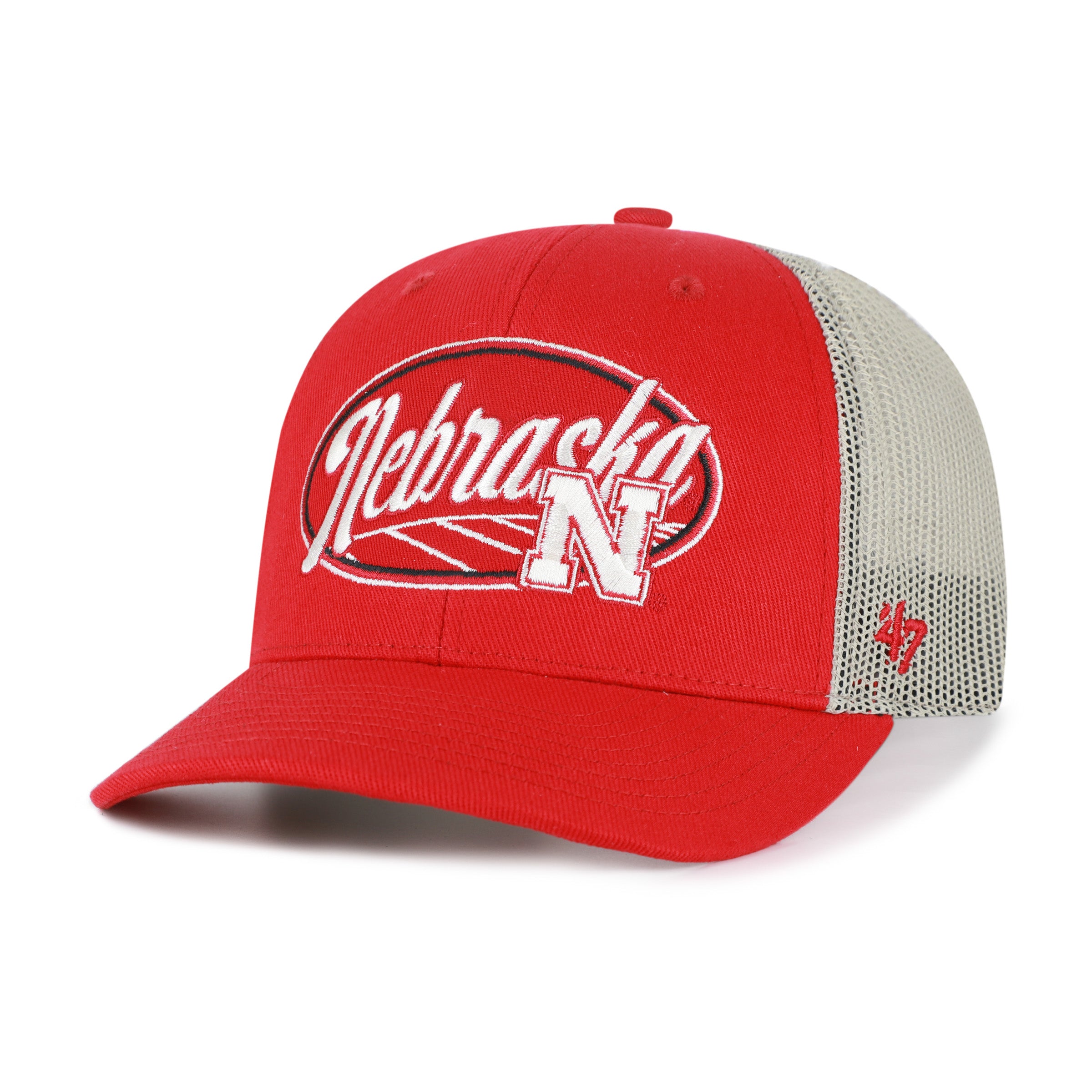 Red Enfield '47 Trucker Hat, Curved Bill, Snapback - Nebraska Cornhuskers