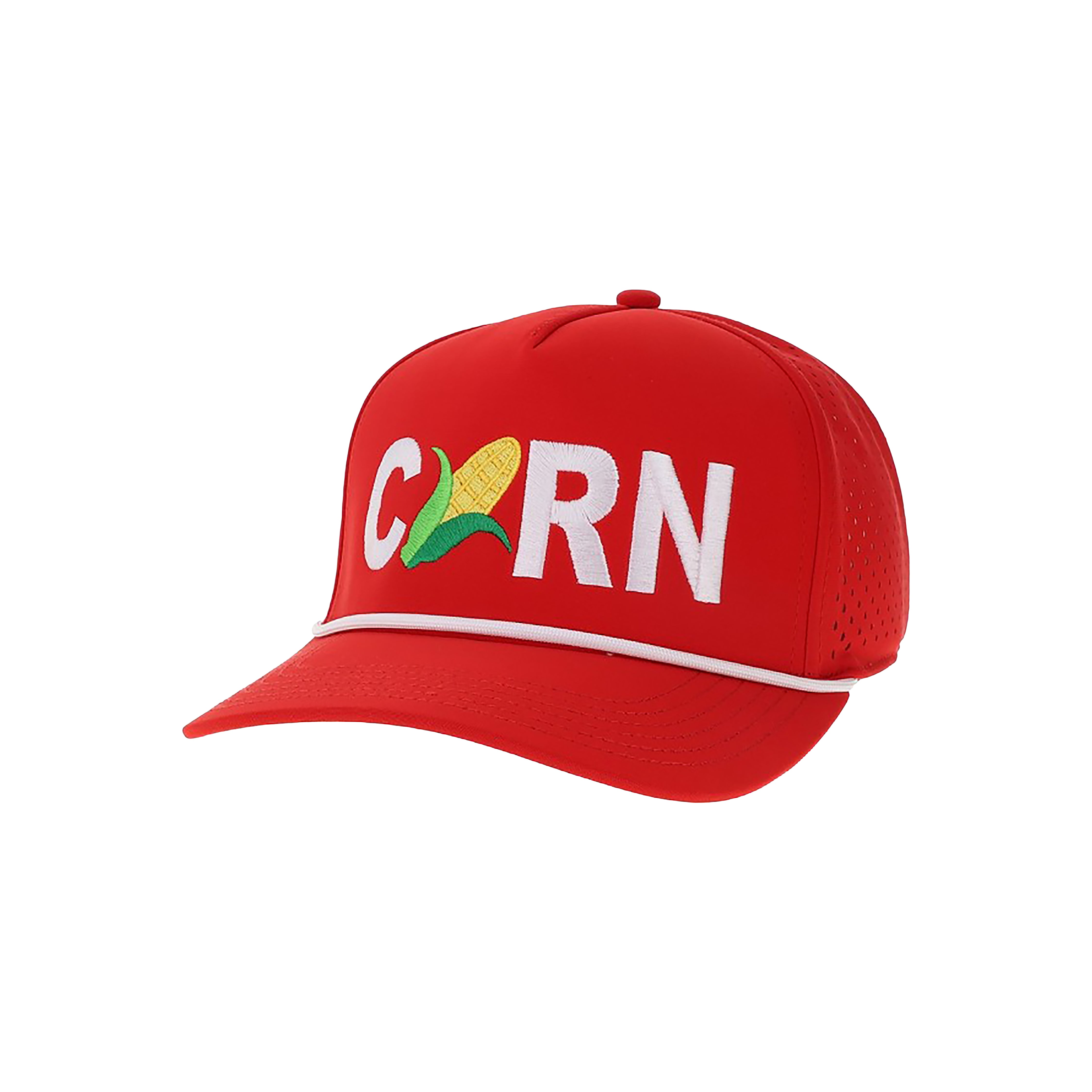 Red Hat with Stitched CORN and Icon, Snapback, Curved Bill, Cut Above - Nebraska Cornhuskers