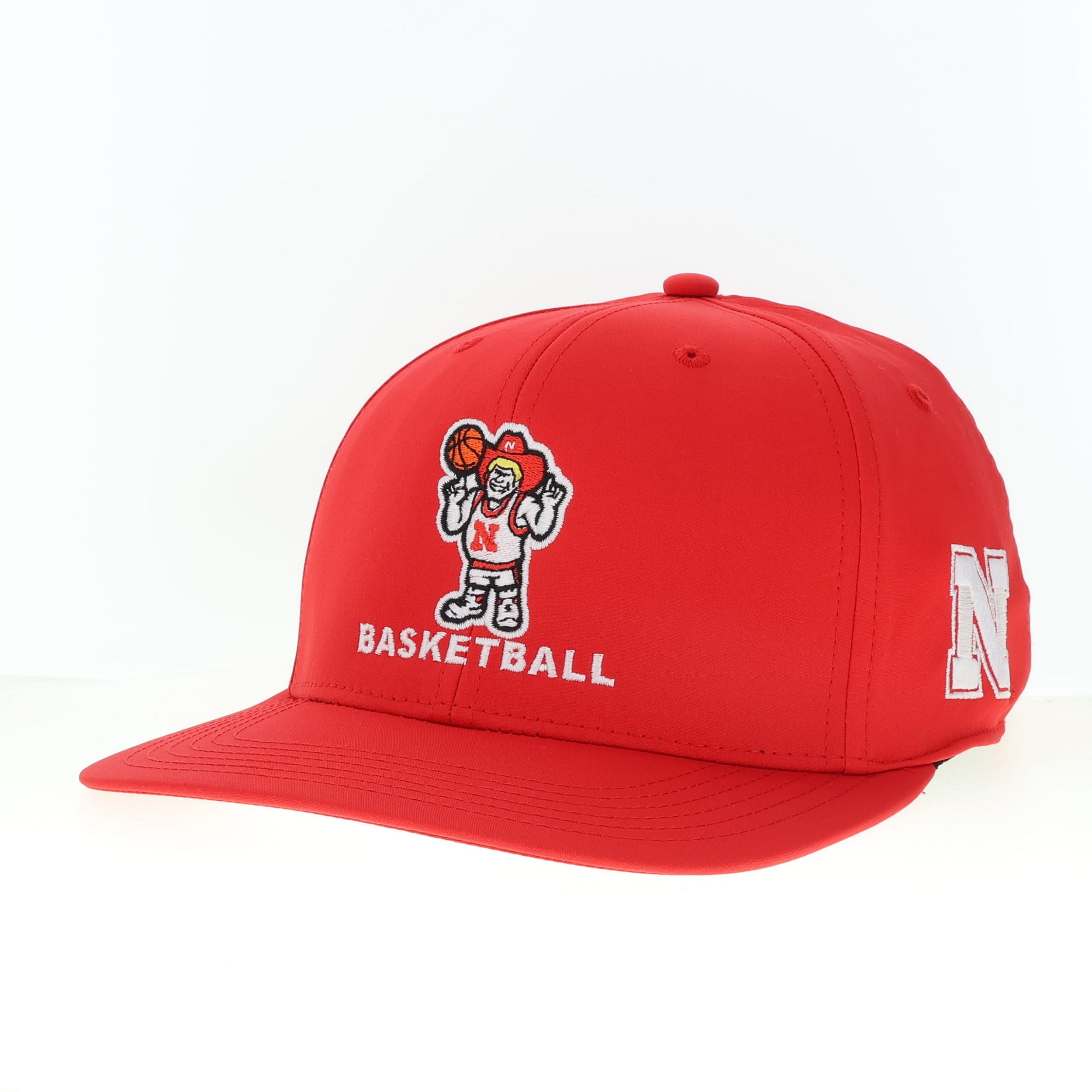 Red Herbie Basketball Wordmark Hat, Velcro, Curved Bill, Back9 - Nebraska Cornhuskers