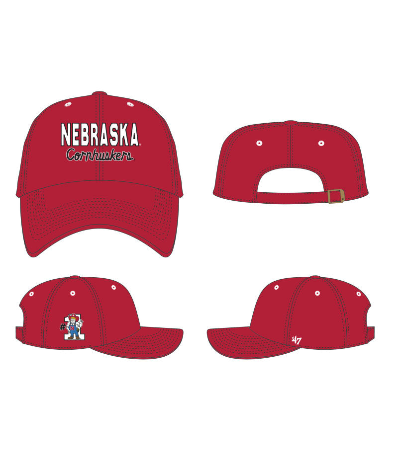 Red Herbie Mania '47 Clean Up Hat, Curved Bill, Strapback - Nebraska Cornhuskers