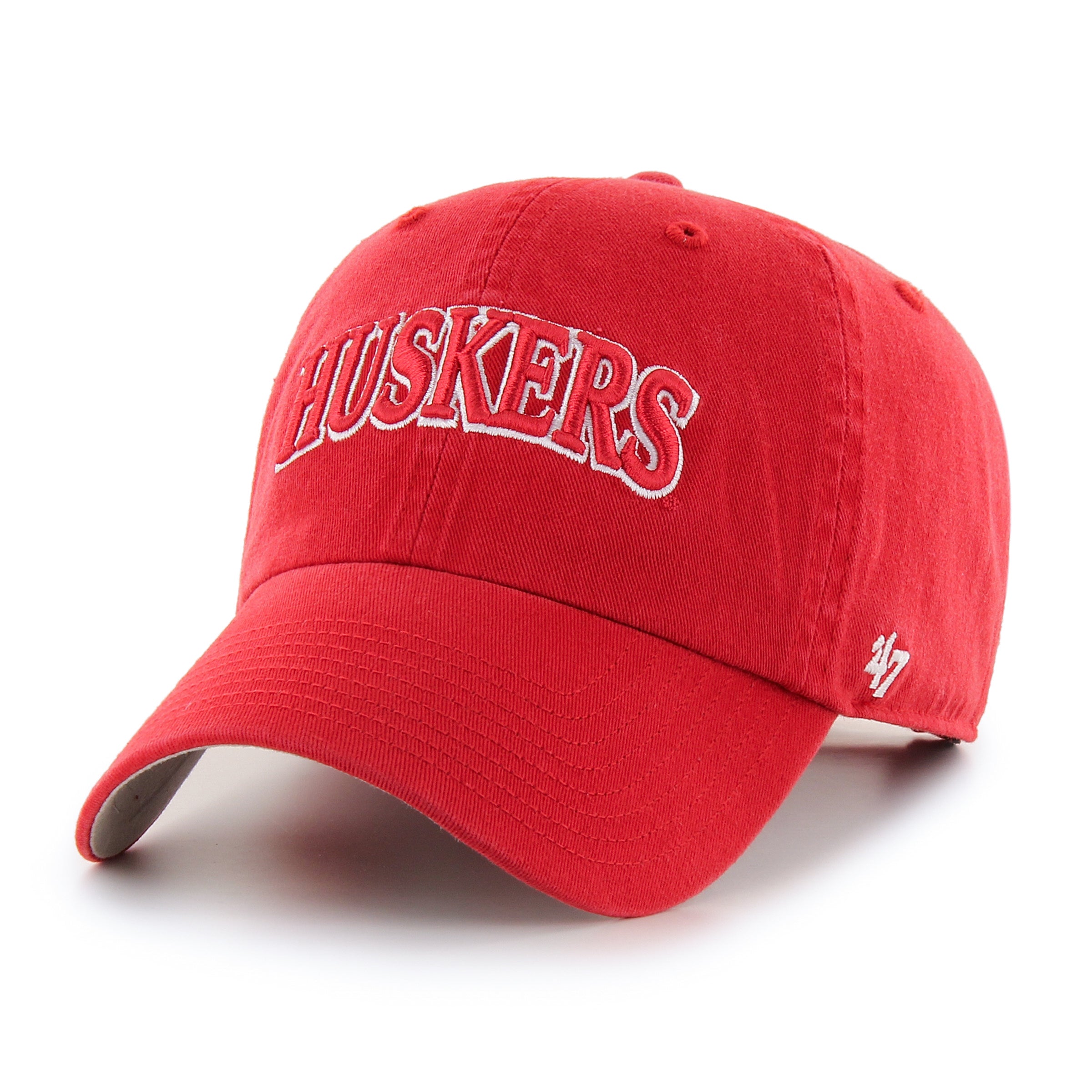 Red Huskers '47 Clean Up Hat, Curved Bill, Strapback - Nebraska Cornhuskers