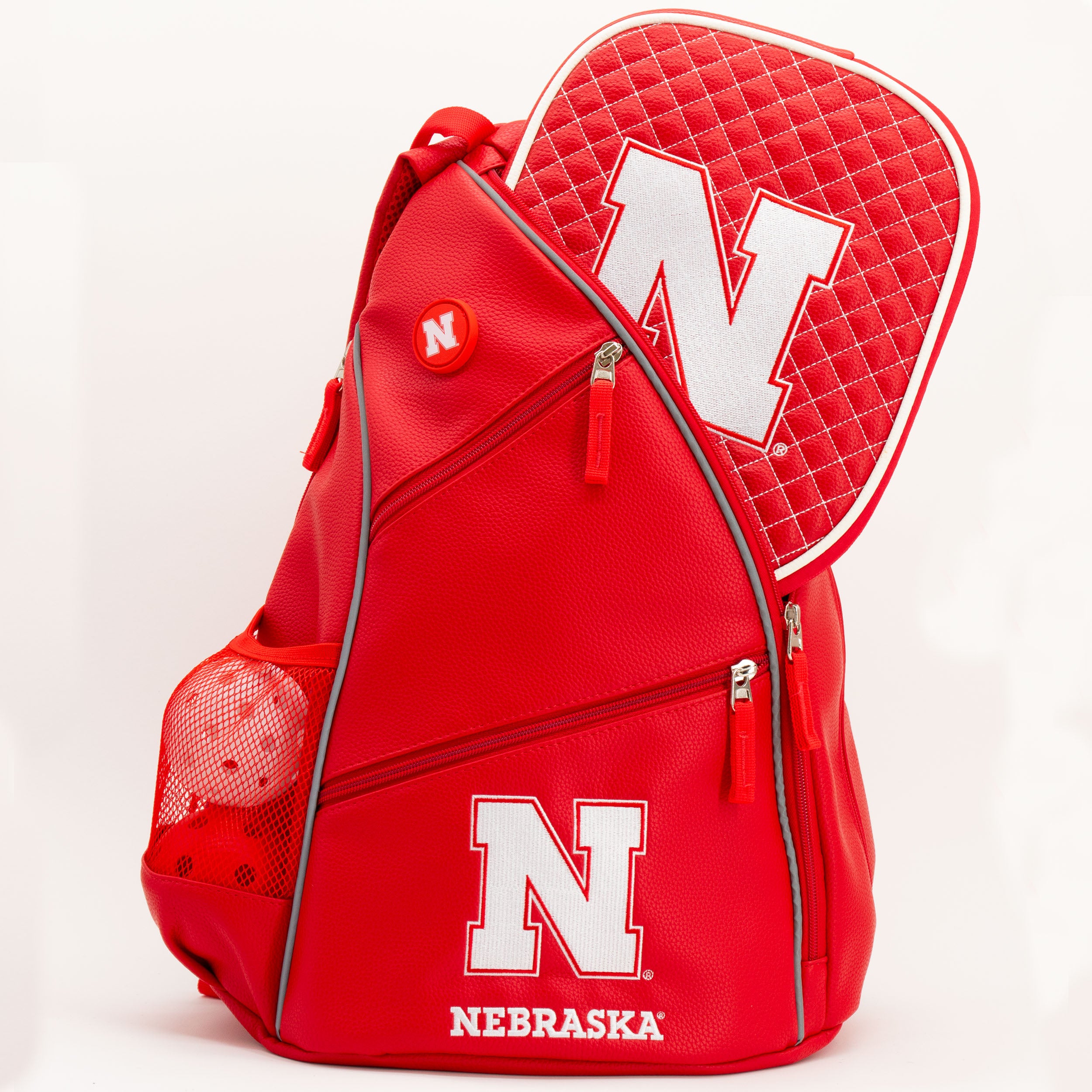 Red Leather Back Pack Iron N - Nebraska Cornhuskers