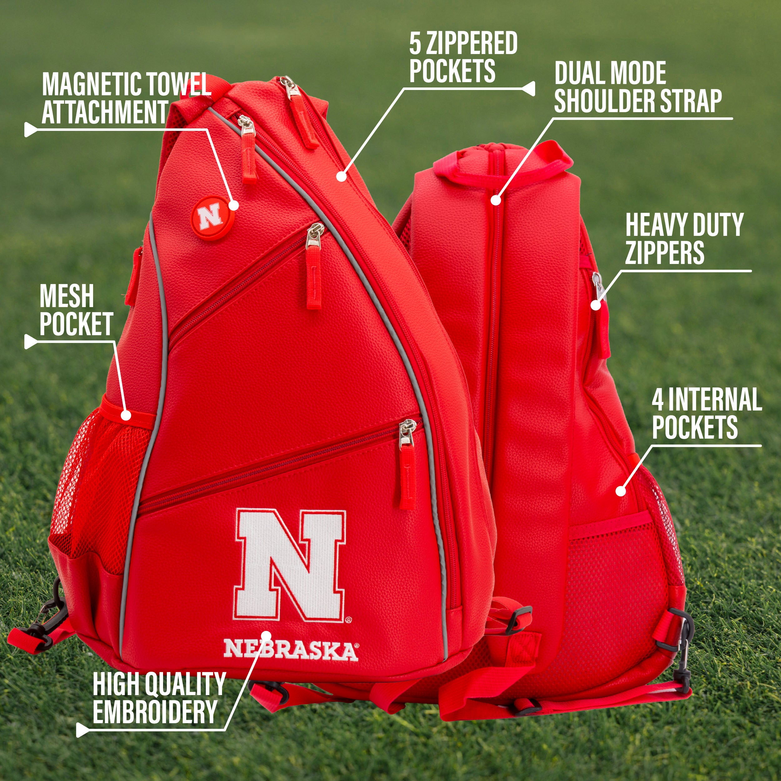 Red Leather Back Pack Iron N - Nebraska Cornhuskers