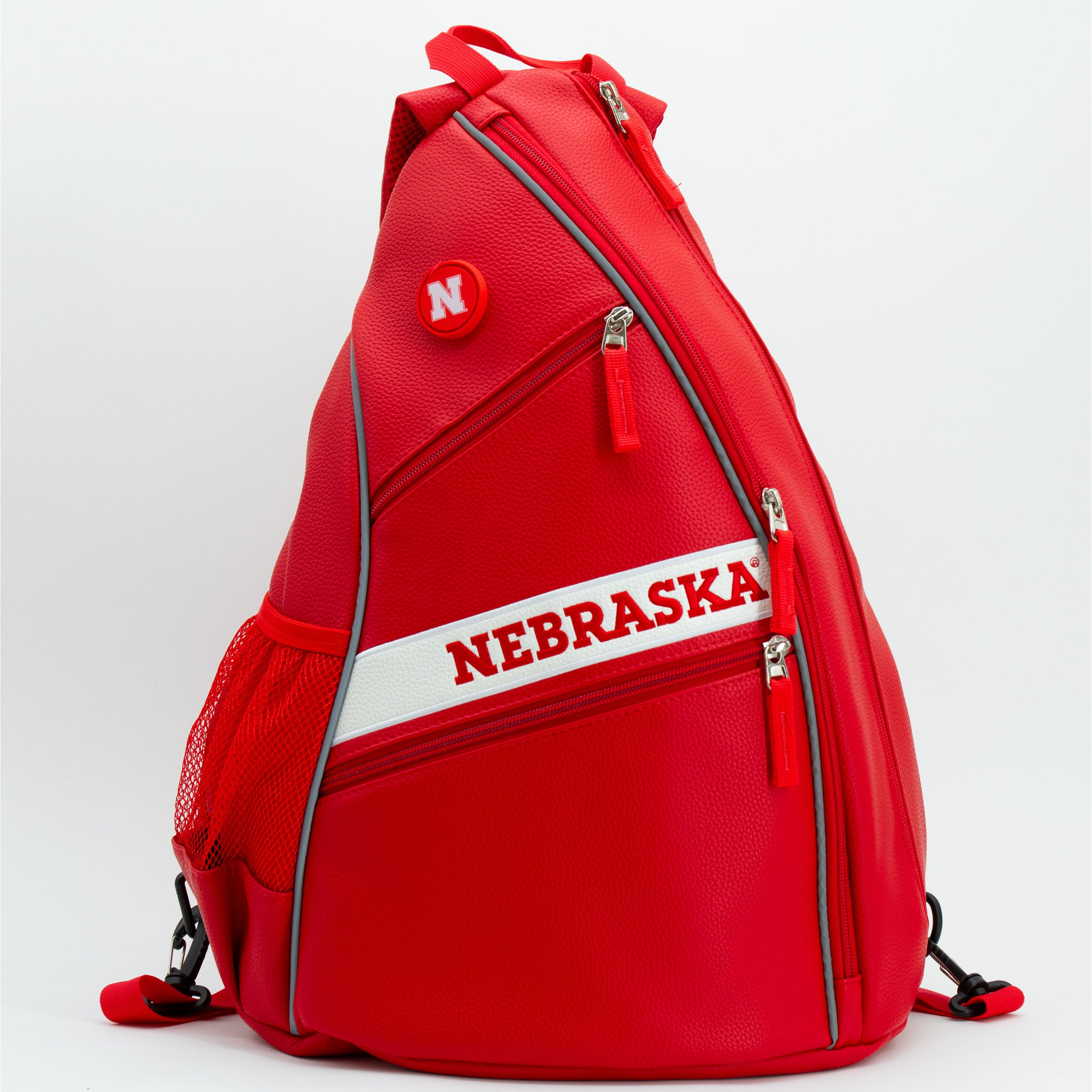 Red Leather Back Pack Nebraska Stripe - Nebraska Cornhuskers