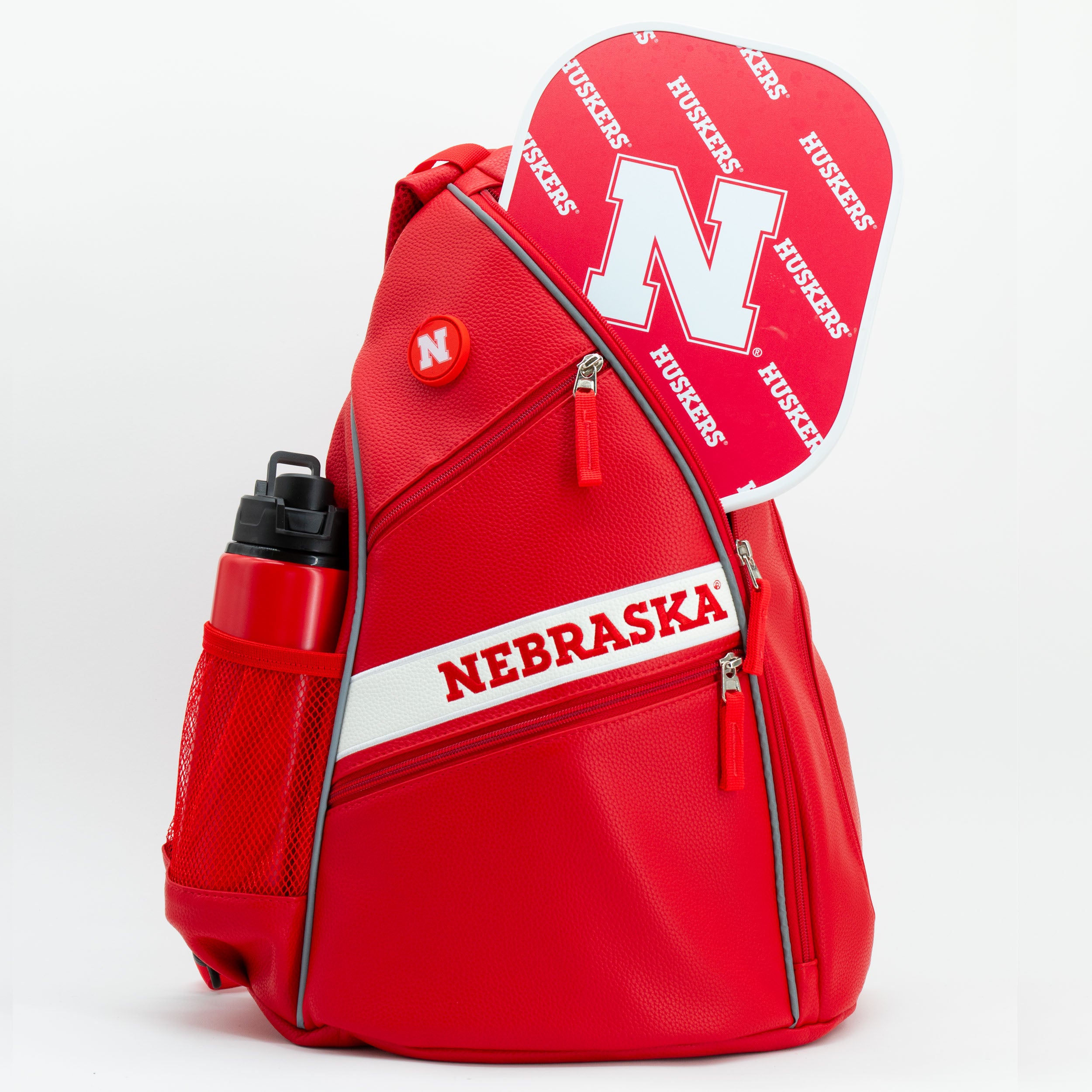 Red Leather Back Pack Nebraska Stripe - Nebraska Cornhuskers