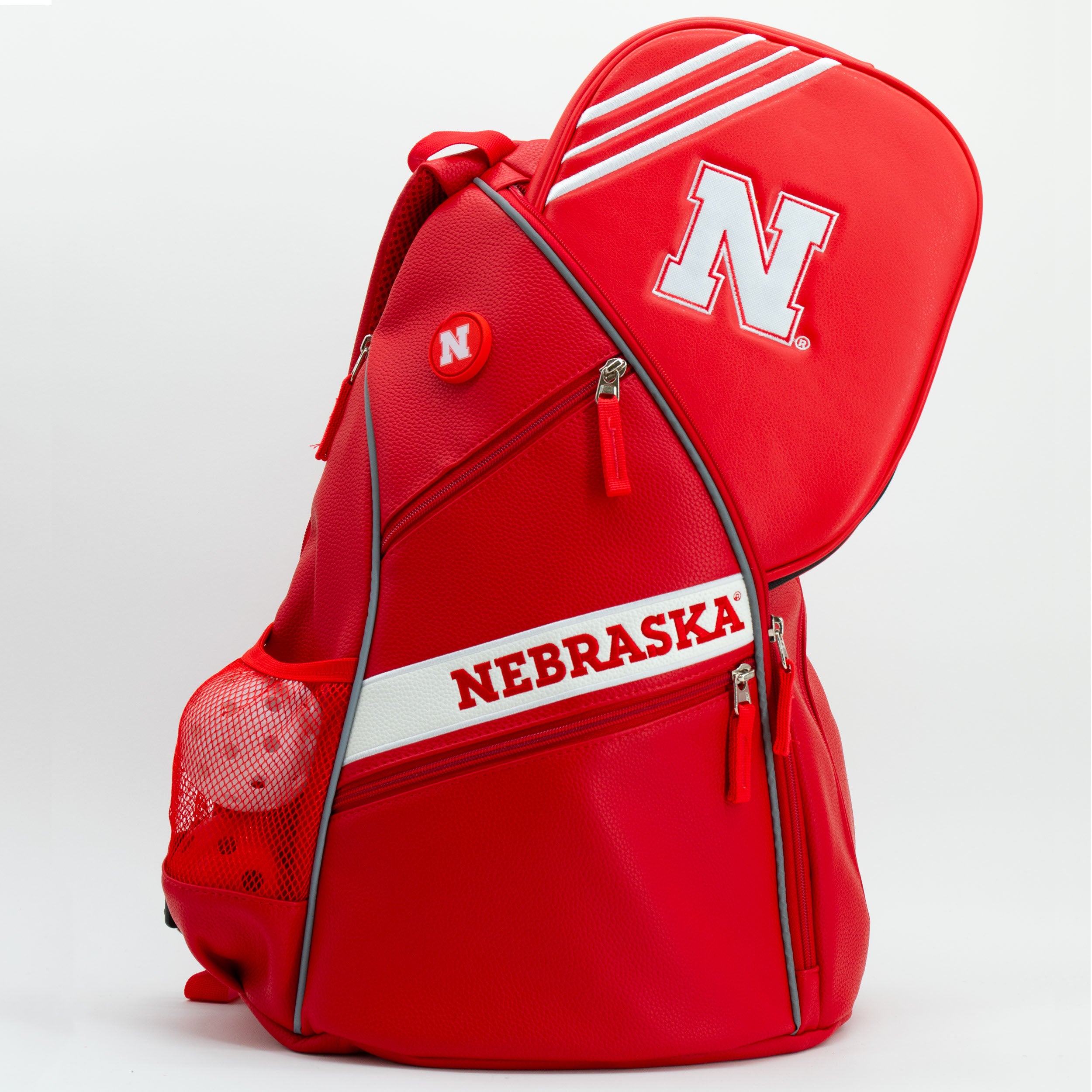 Red Leather Back Pack Nebraska Stripe - Nebraska Cornhuskers