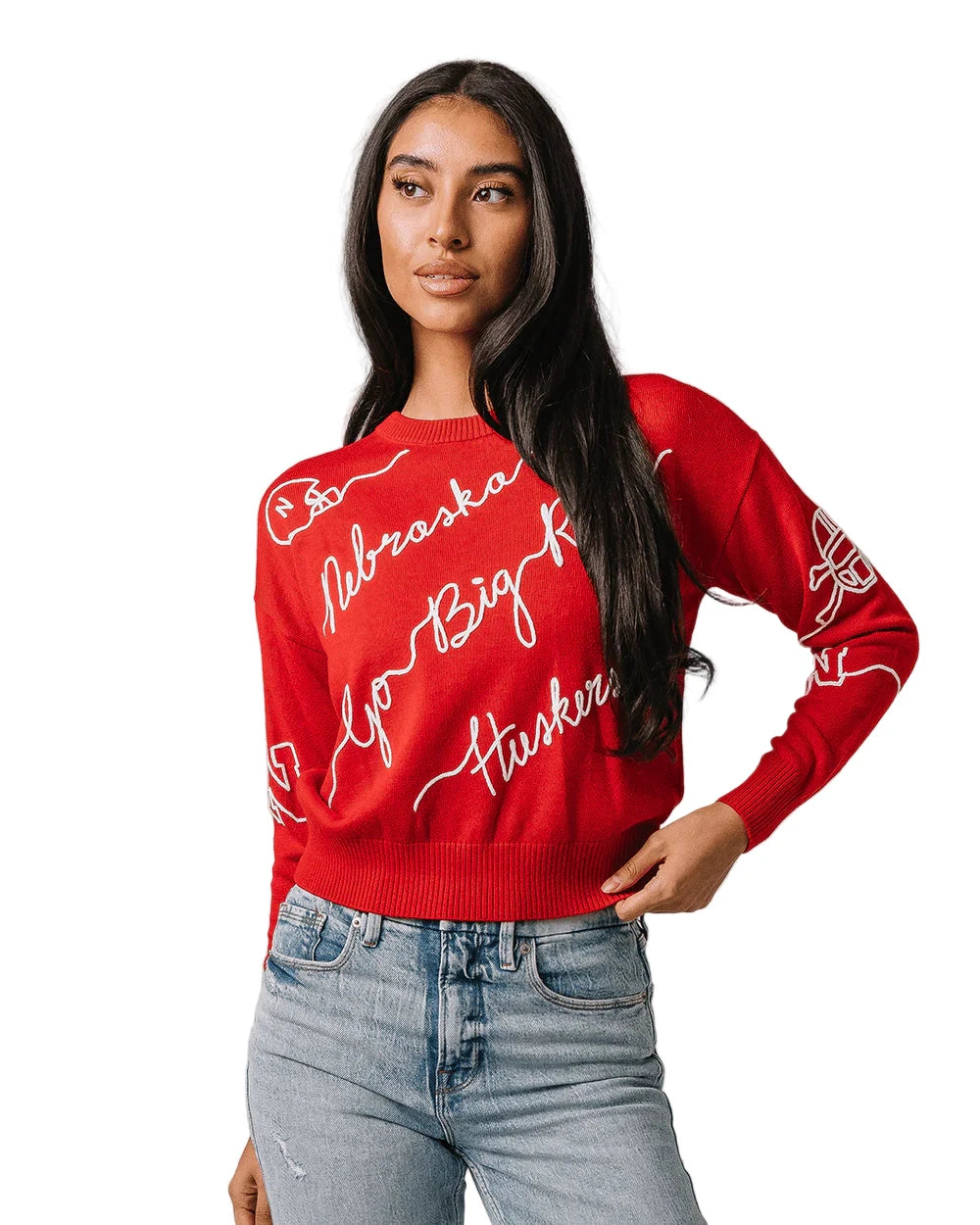 Red Wool Love Letter Sweater Nebraska Cornhuskers