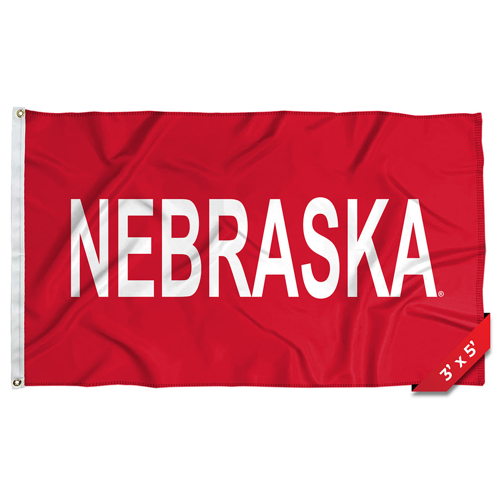 Red Nebraska - Flag Single Sided Silk Screened 3ft x 5ft Grommet Nebraska Cornhuskers