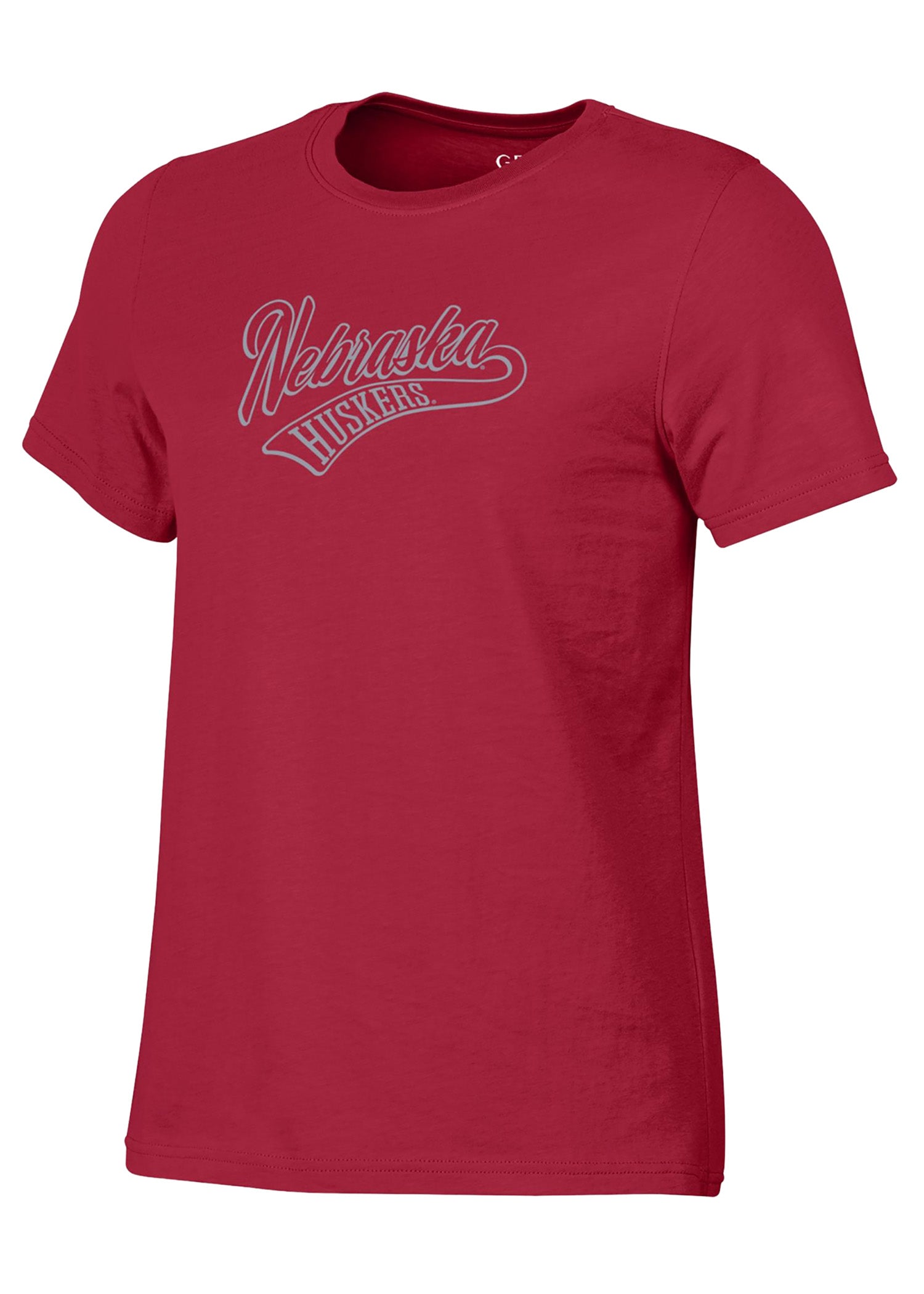 Red Shiny Script Short Sleeve Tee - Nebraska Cornhuskers