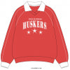 Sunday Slate Striped Collar Fleece Crew - Nebraska Cornhuskers