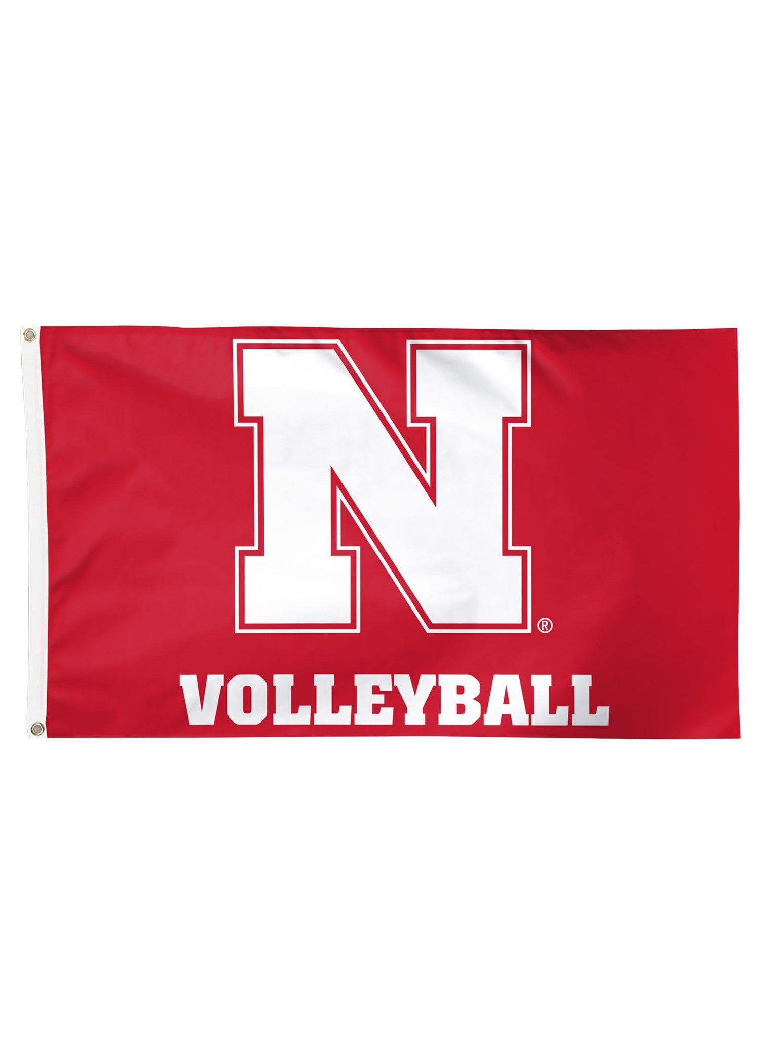 Red Volleyball - Deluxe Flag Single Sided Silk Screened 3ft x 5ft Nebraska Cornhuskers