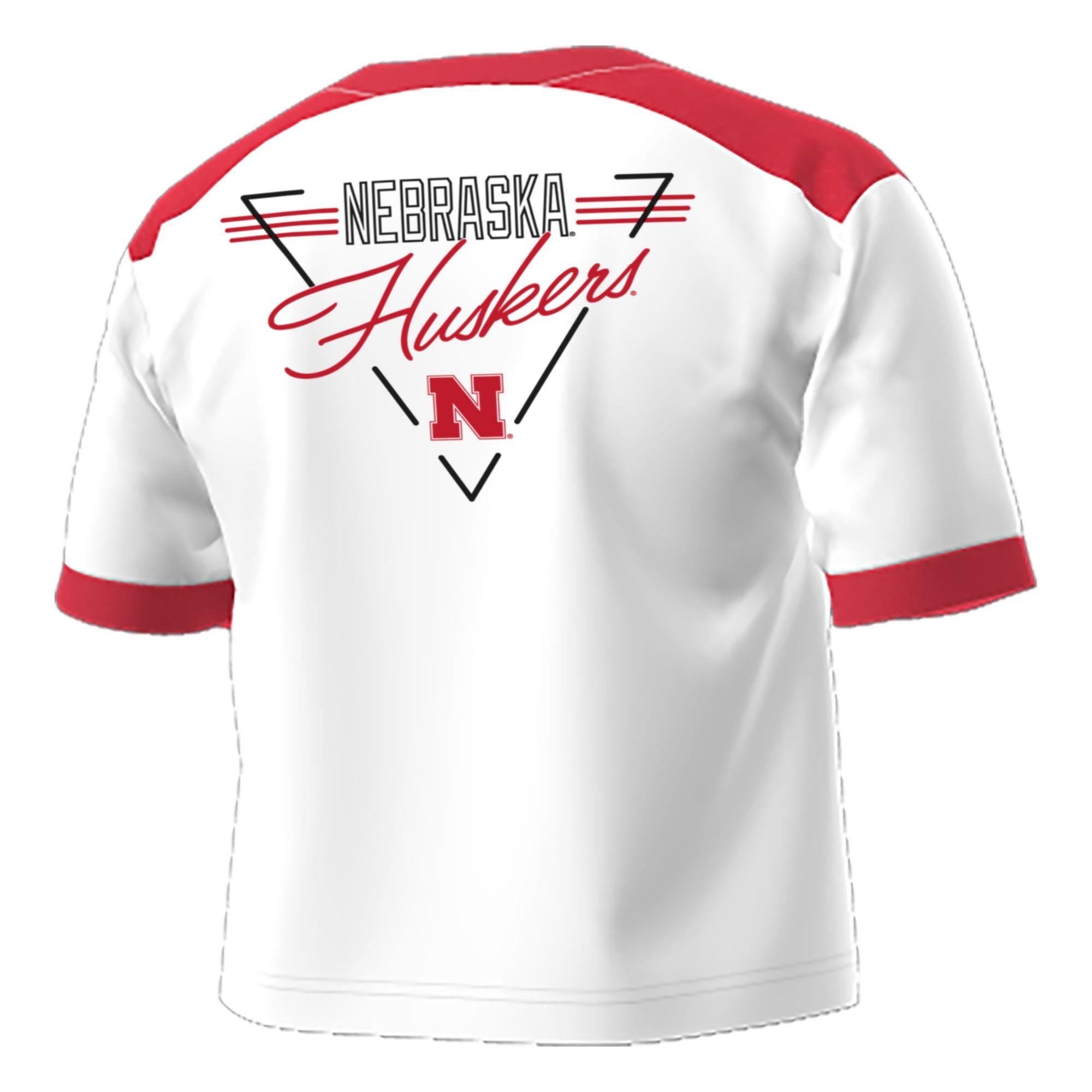 Retro Script Huskers V-Neck Cropped Tee - Nebraska Cornhuskers