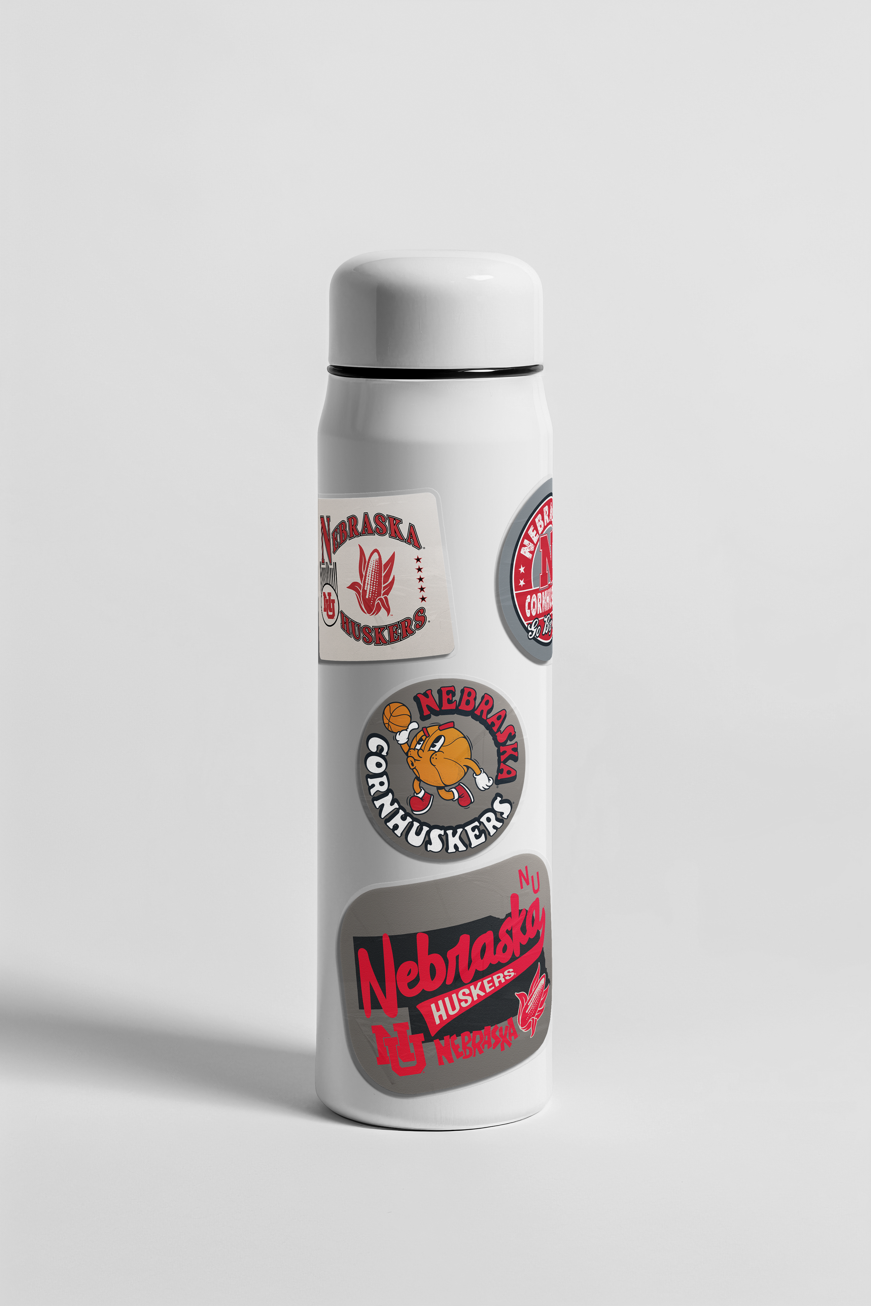 Rugged Baseball Swoosh Sticker - Medium - Nebraska Cornhuskers